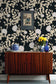 McGegan Rose Wallpaper - Neutrals on Black - Timorous Beasties - HS/MCG/SMM/03 - Premier Wallcovering