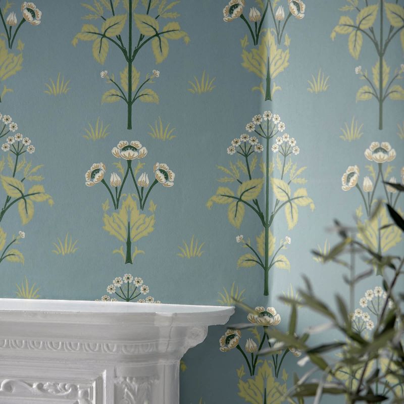 Meadow Sweet Wallpaper - Gold/Slate - Morris & Co - 216829 - Morris Wallpaper
