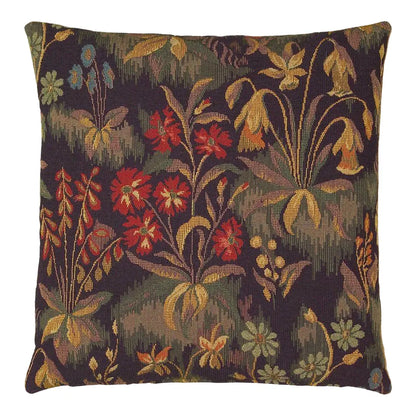 Medieval Flowers Tapestry Cushion With Feather Filler - 46x46cm (18"x18")