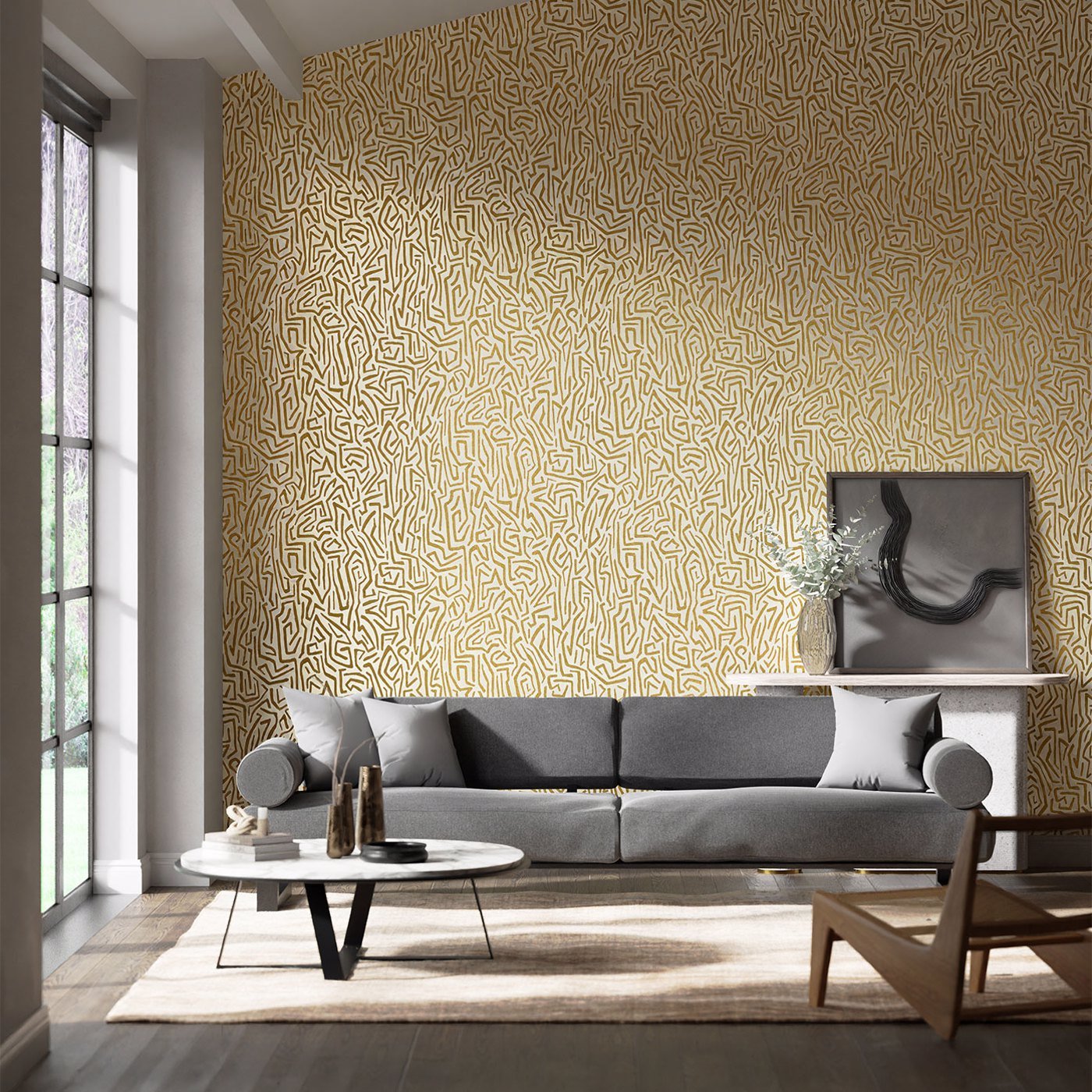 Melodic Wallpaper - Gold/Paper Lantern - Harlequin - HQN2112830