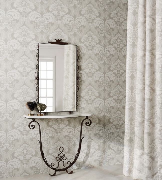 Meredith Wallpaper - White/Cream - Nina Campbell - NCW4277 - 01 - Premier Wallcovering