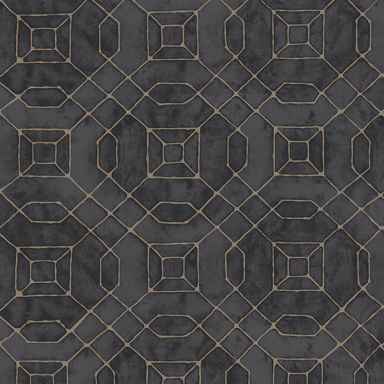 Metallic FX Linear Geo Wallpaper - Black / Gold - Galerie - W78218 - Premier Wallcovering