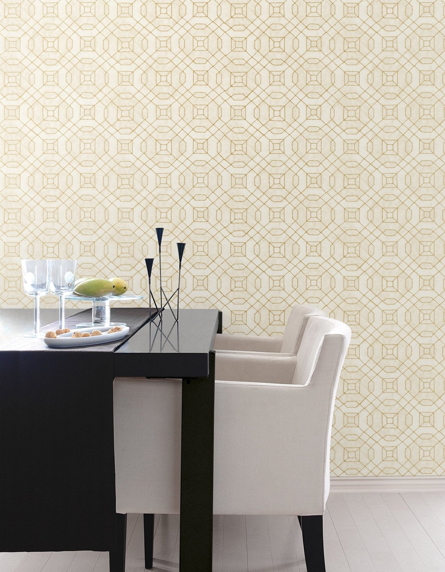 Metallic FX Linear Geo Wallpaper - Cream / Gold - Galerie - W78216 - Premier Wallcovering