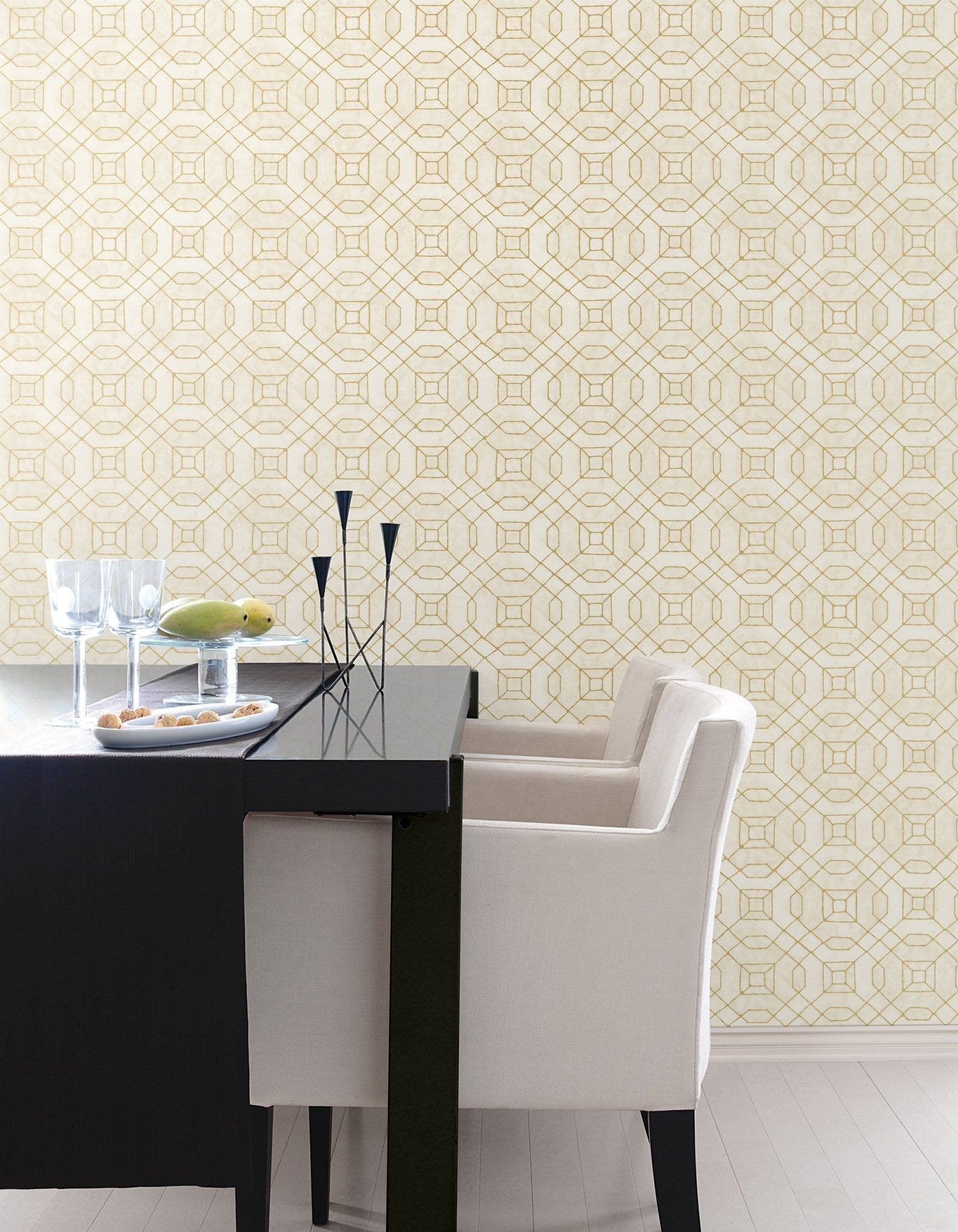 Metallic FX Linear Geo Wallpaper - Cream / Gold - Galerie - W78216 - Premier Wallcovering