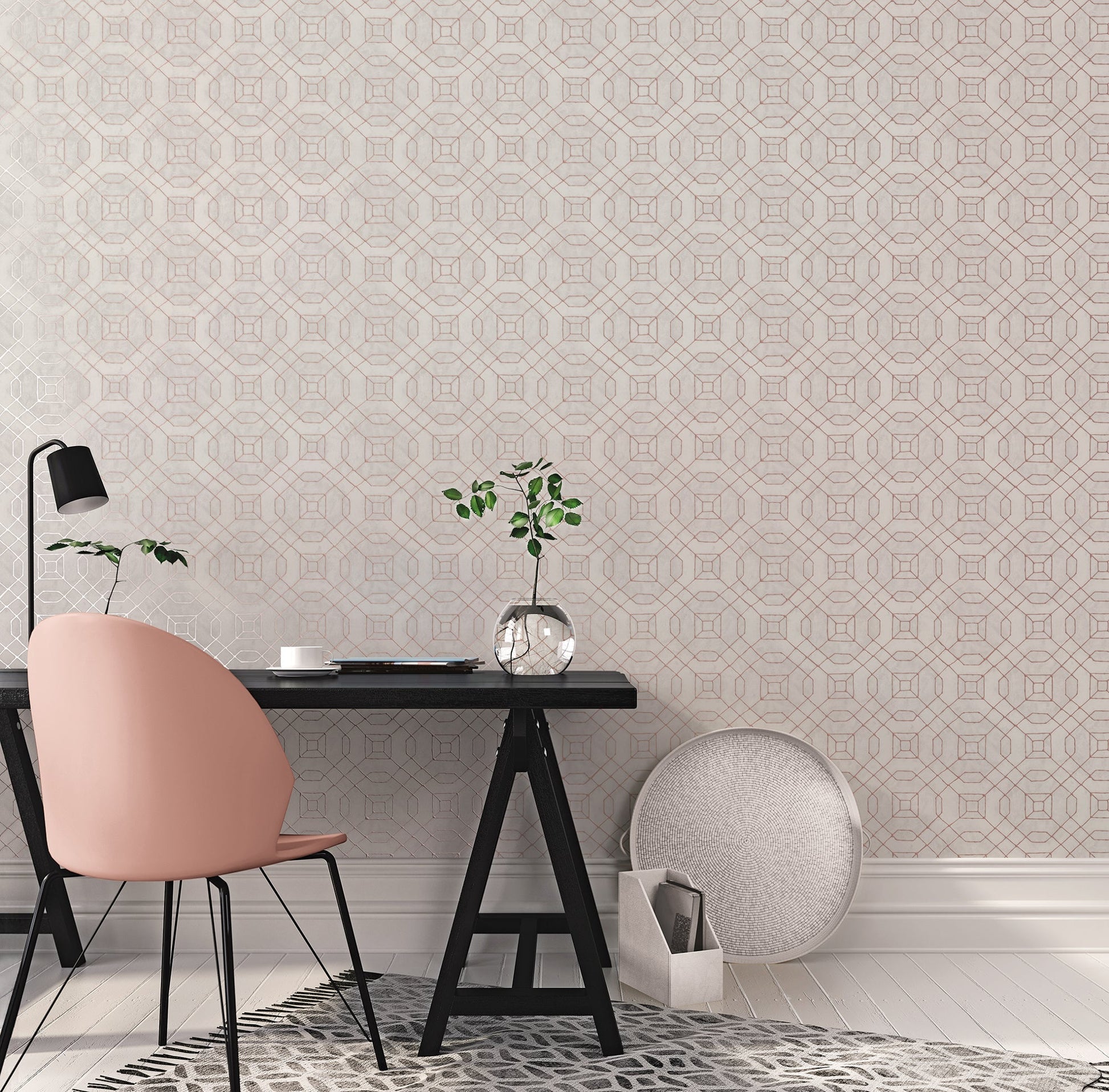 Metallic FX Linear Geo Wallpaper - Rose Gold - Galerie - W78215 - Premier Wallcovering