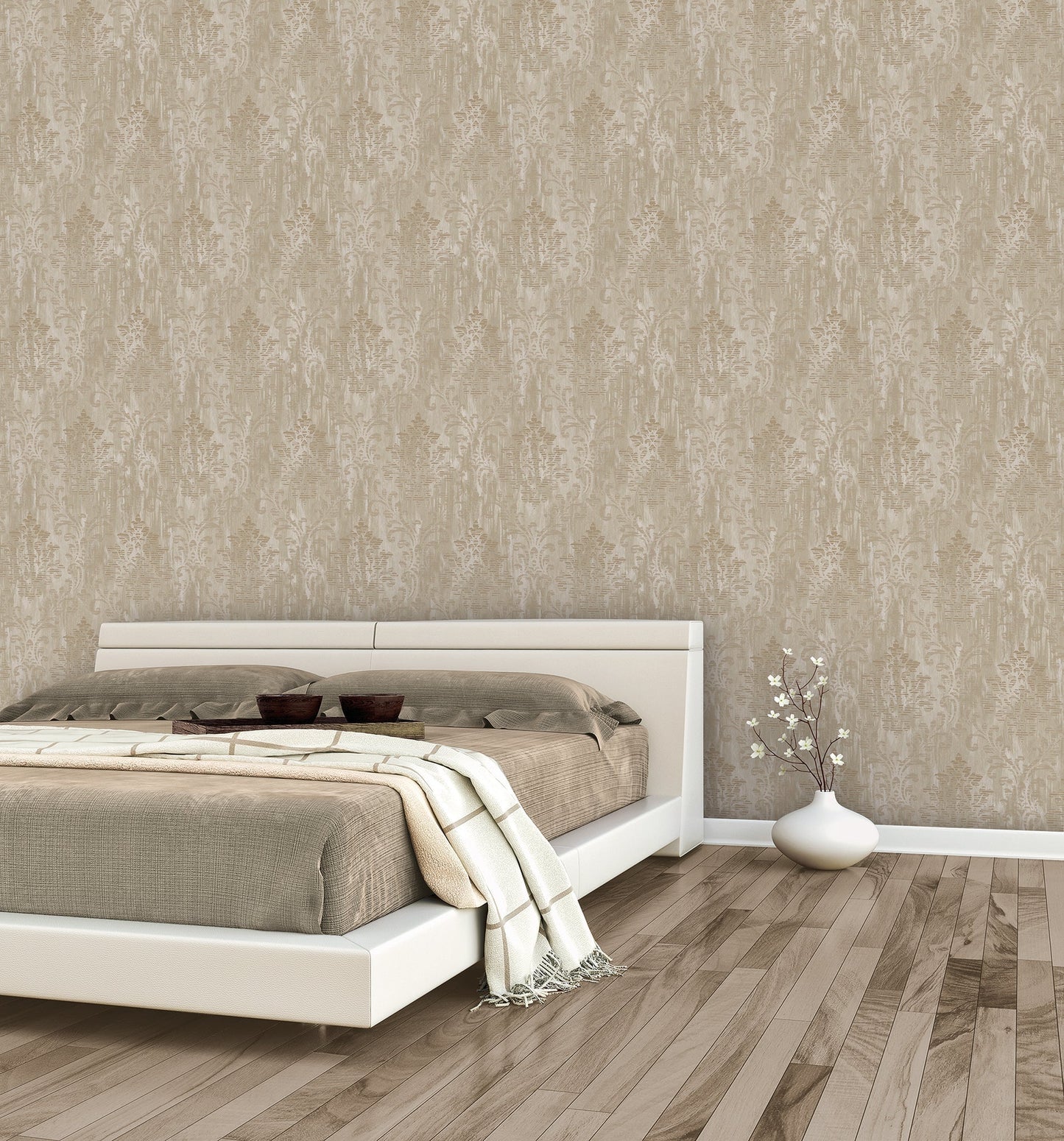 Metallic FX Rustic Damask Wallpaper - Gold - Galerie - W78177 - Premier Wallcovering