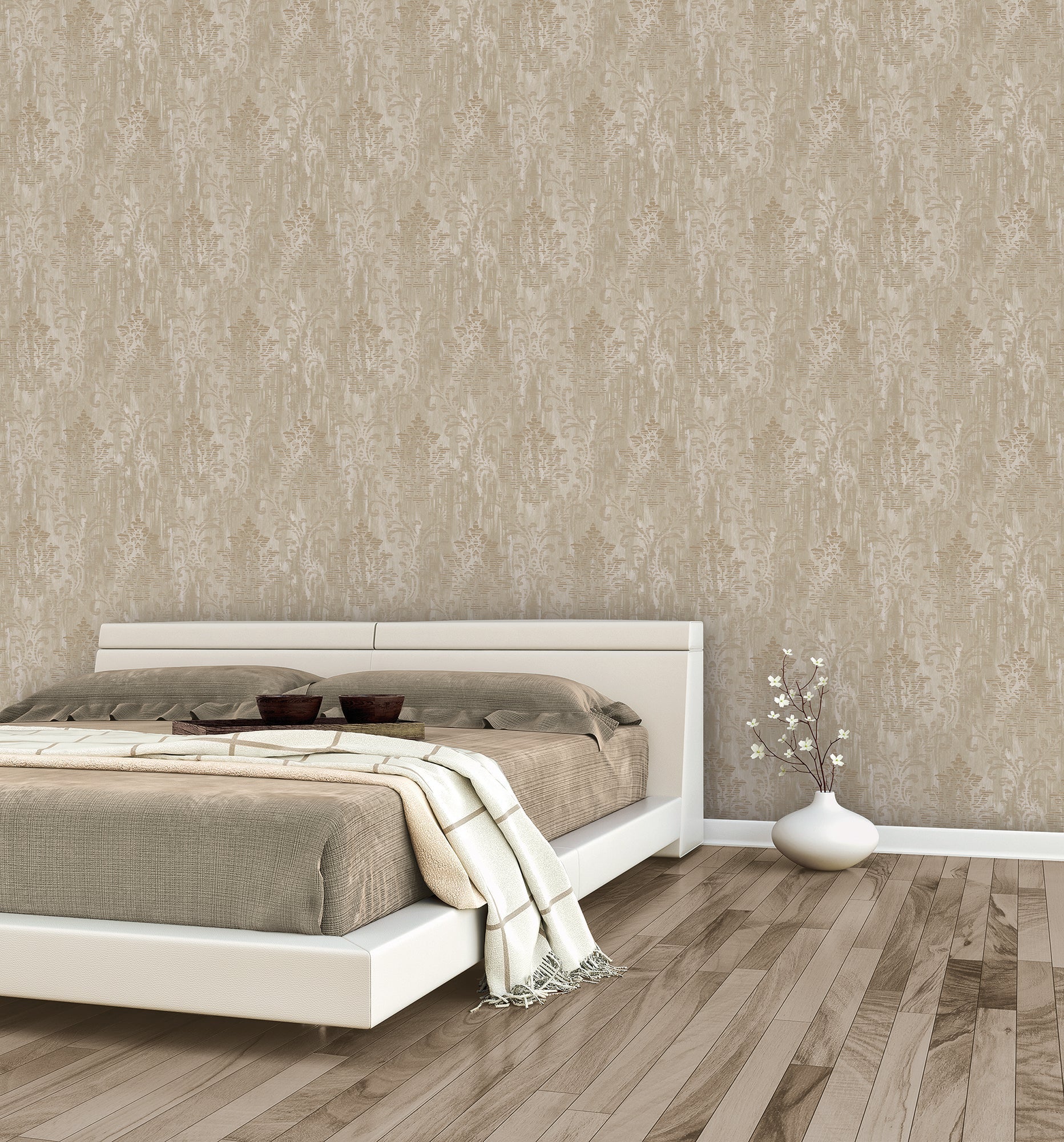 Metallic FX Rustic Damask Wallpaper - Gold - Galerie - W78177 - Premier Wallcovering