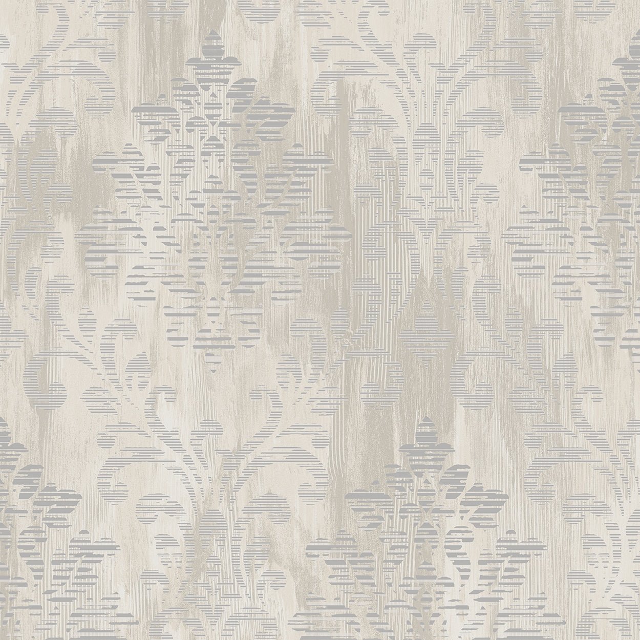 Metallic FX Rustic Damask Wallpaper - Off White / Silver - Galerie - W78180 - Premier Wallcovering