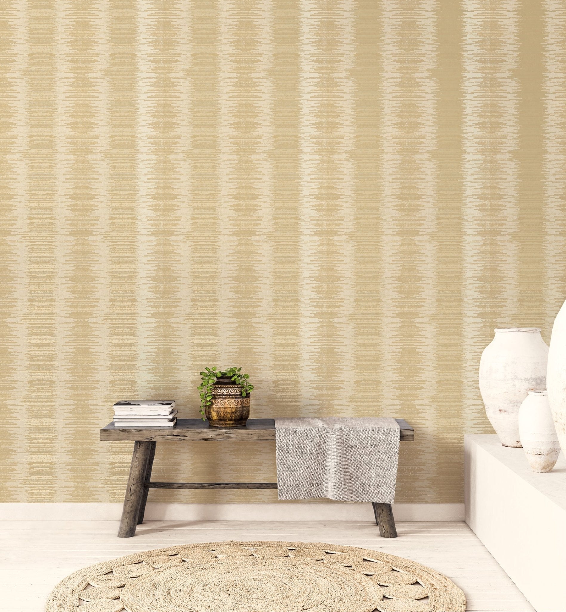 Metallic FX Shaded Stripe Wallpaper - Gold - Galerie - W78198 - Premier Wallcovering