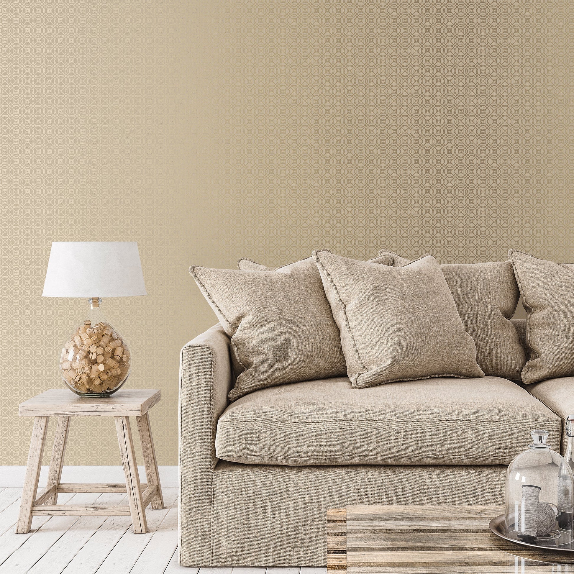 Metallic FX Small Linear Geo Wallpaper - Deep Gold - Galerie - W78219 - Premier Wallcovering
