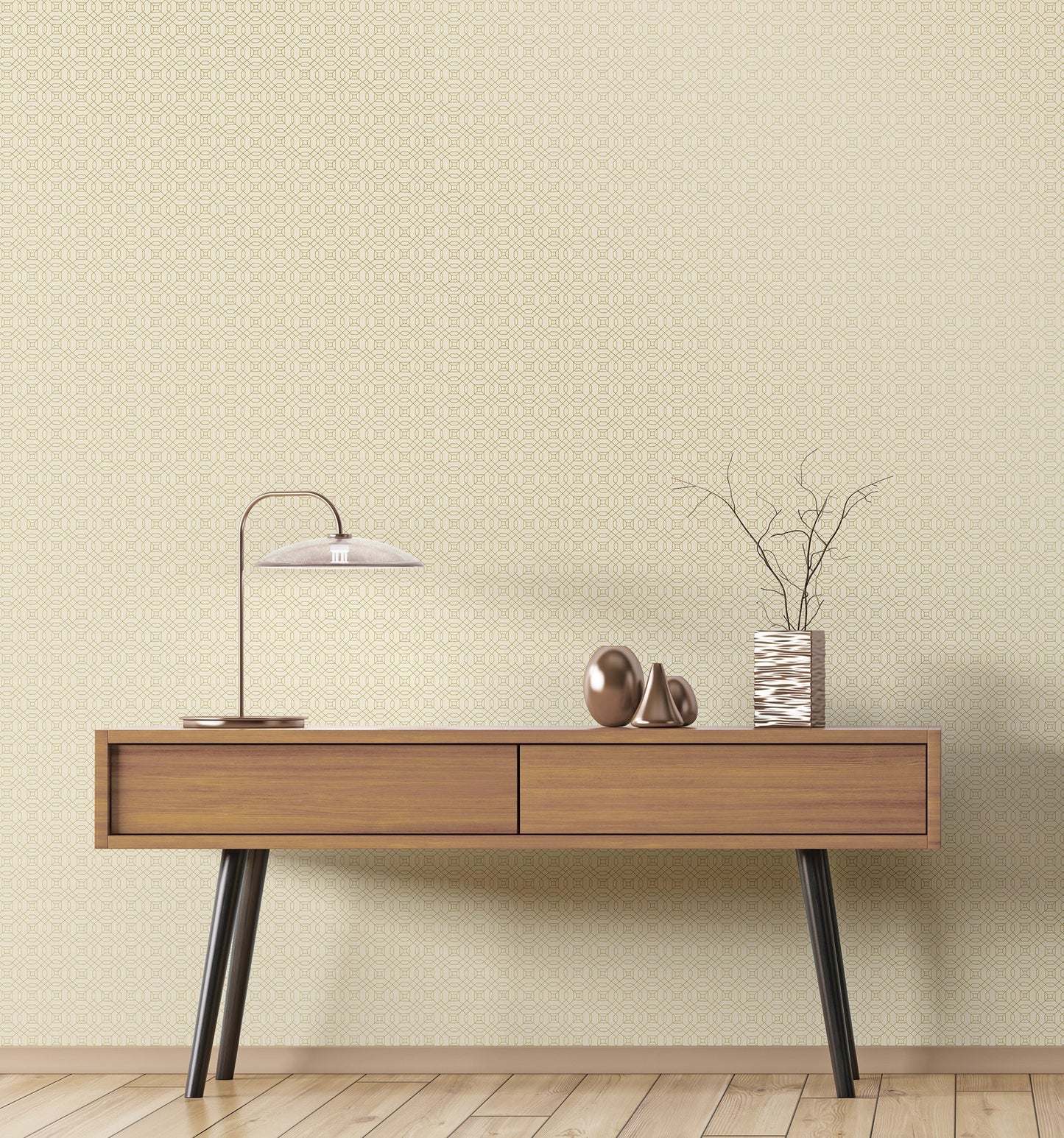 Metallic FX Small Linear Geo Wallpaper - Cream / Gold - Galerie - W78217 - Premier Wallcovering