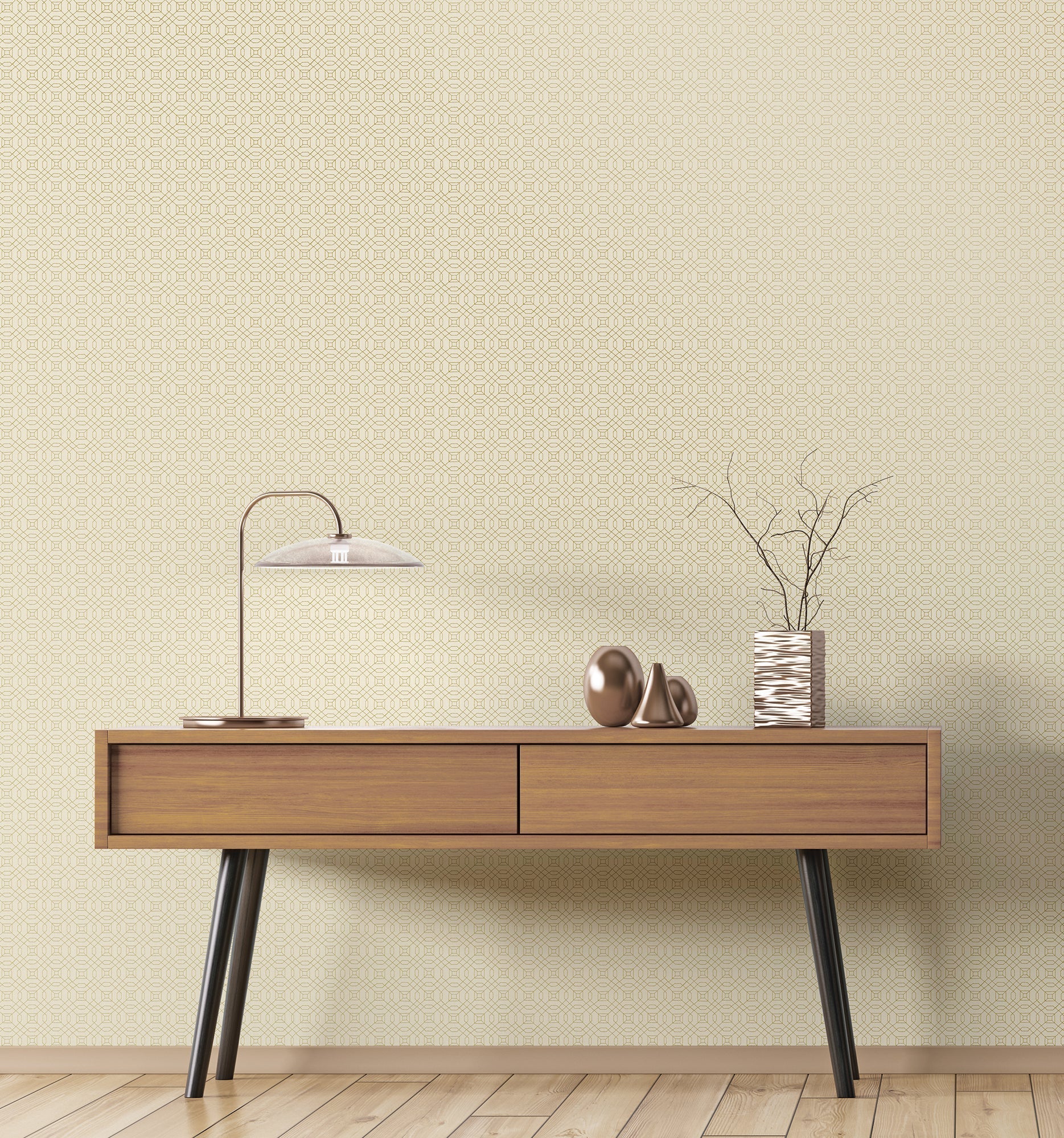 Metallic FX Small Linear Geo Wallpaper - Cream / Gold - Galerie - W78217 - Premier Wallcovering