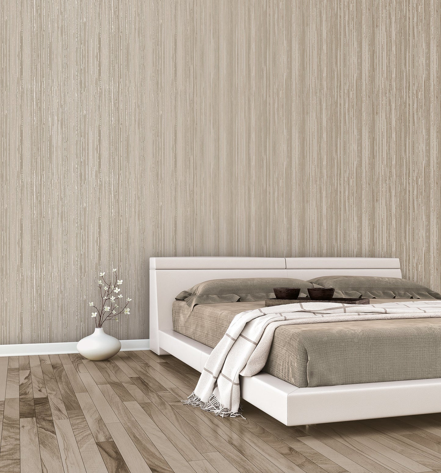 Metallic FX Stripe Wallpaper - Taupe / Gold - Galerie - W78187 - Premier Wallcovering