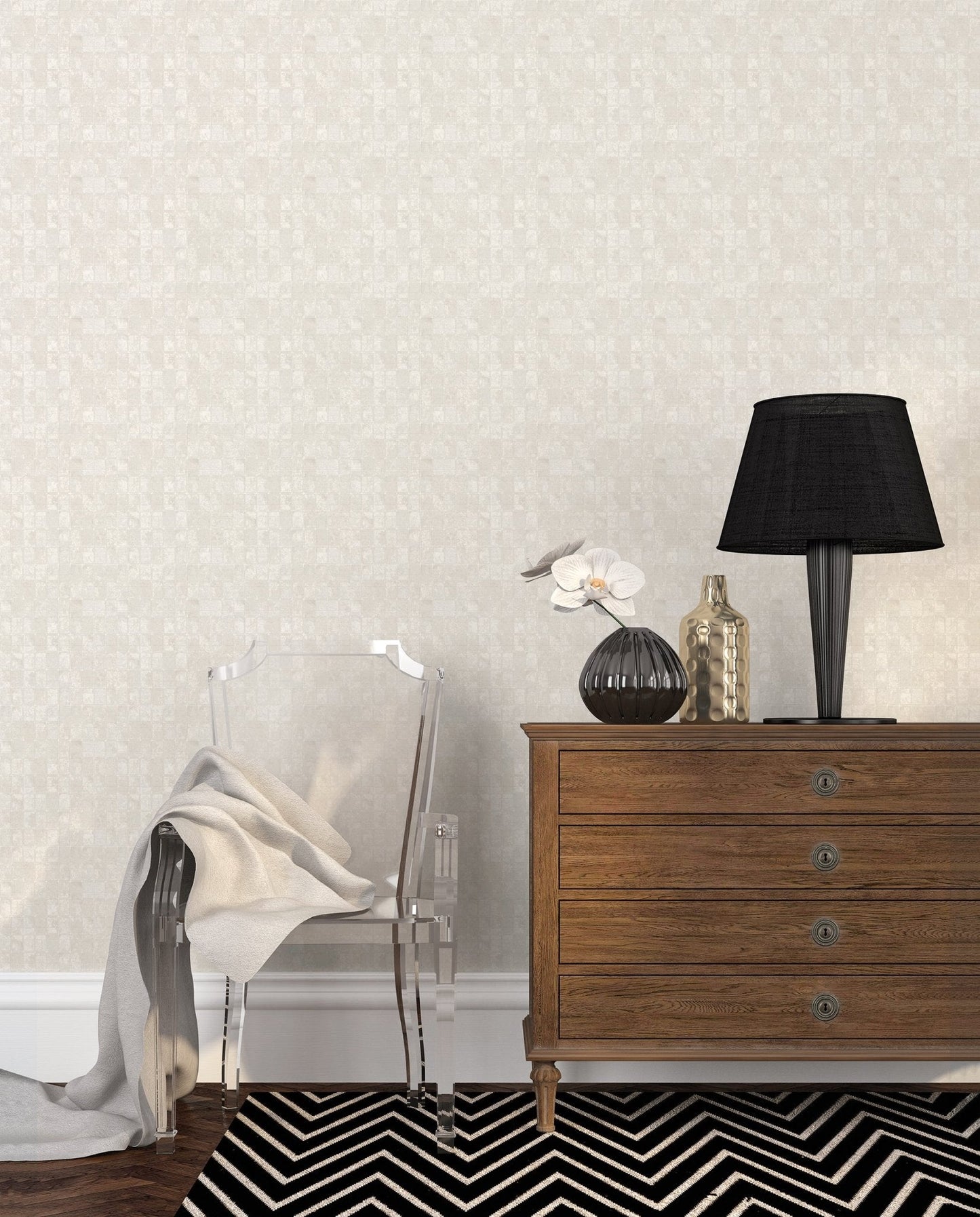 Metallic FX Tile Wallpaper - Pearl - Galerie - W78211 - Premier Wallcovering
