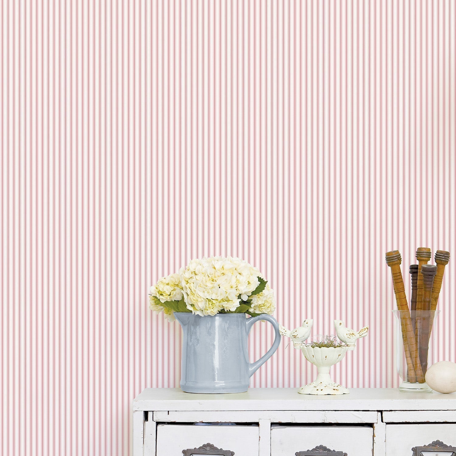 Miniatures 2 Double Stripe Wallpaper - Pink / White - Galerie - G67930 - Premier Wallcovering