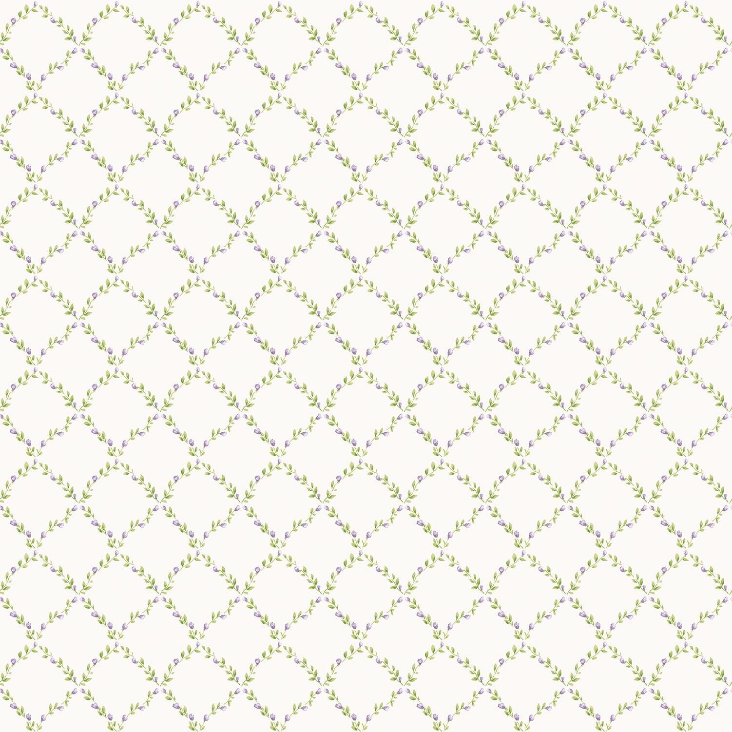 Miniatures 2 Geometric Trellis Wallpaper - Lilac / Green - Galerie - G67906 - Premier Wallcovering