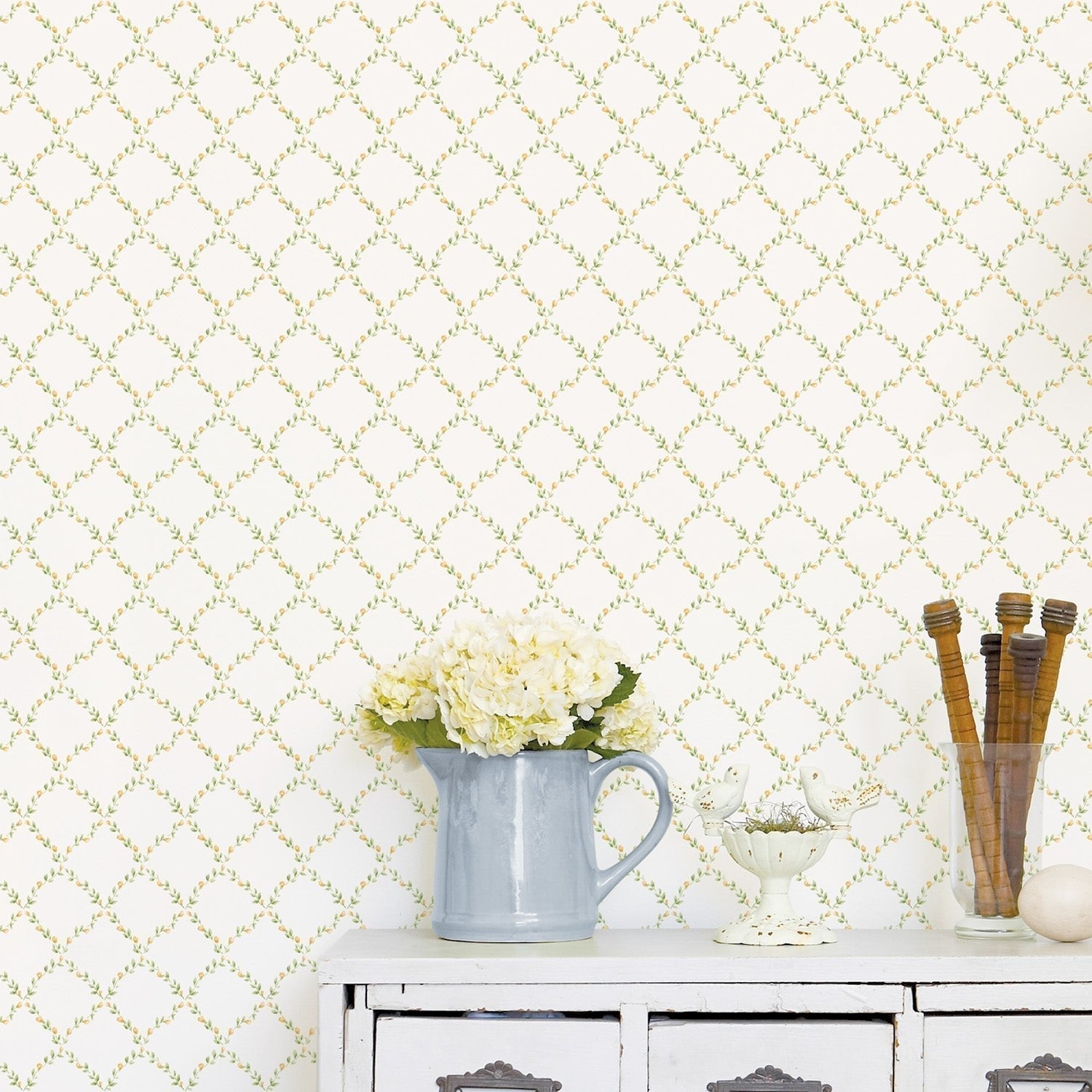 Miniatures 2 Geometric Trellis Wallpaper - Yellow / Green - Galerie - G67907 - Premier Wallcovering