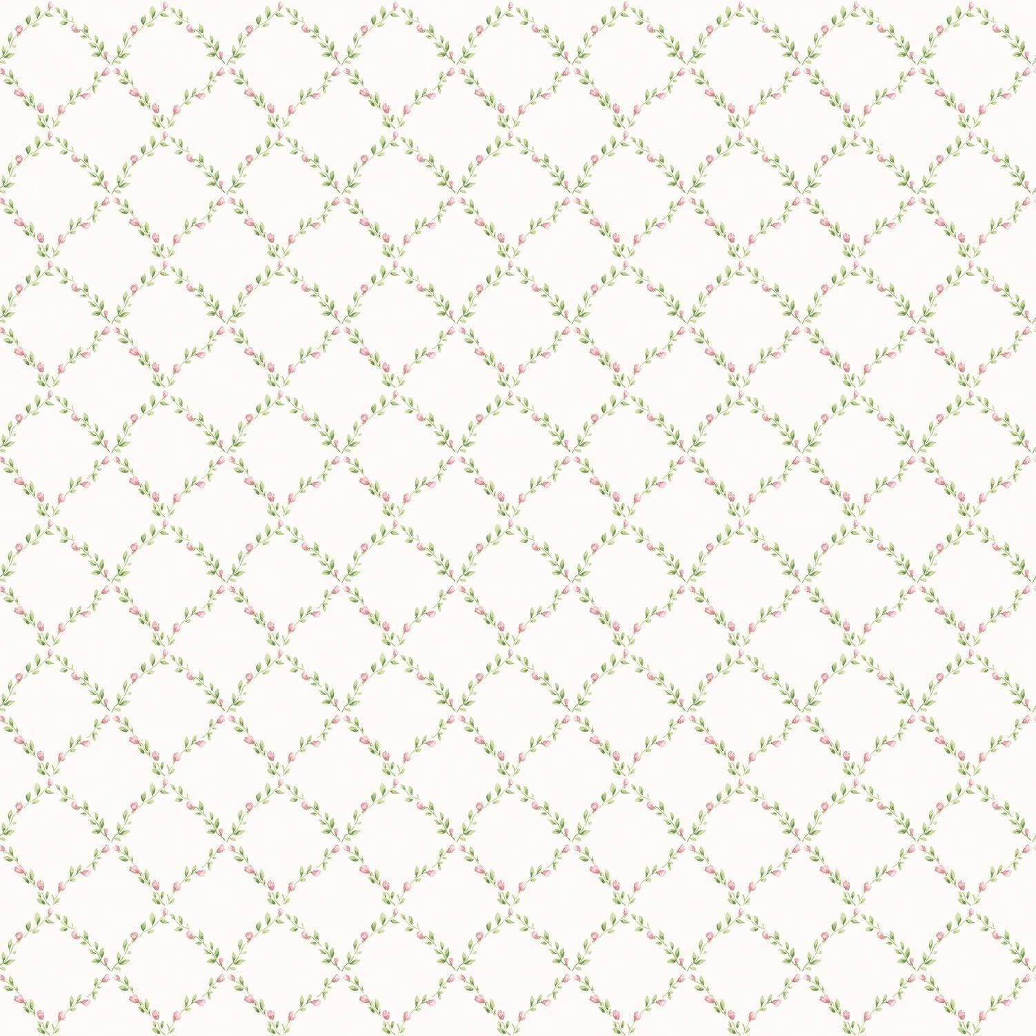 Miniatures 2 Geometric Trellis Wallpaper - Pink / Green - Galerie - G67905 - Premier Wallcovering