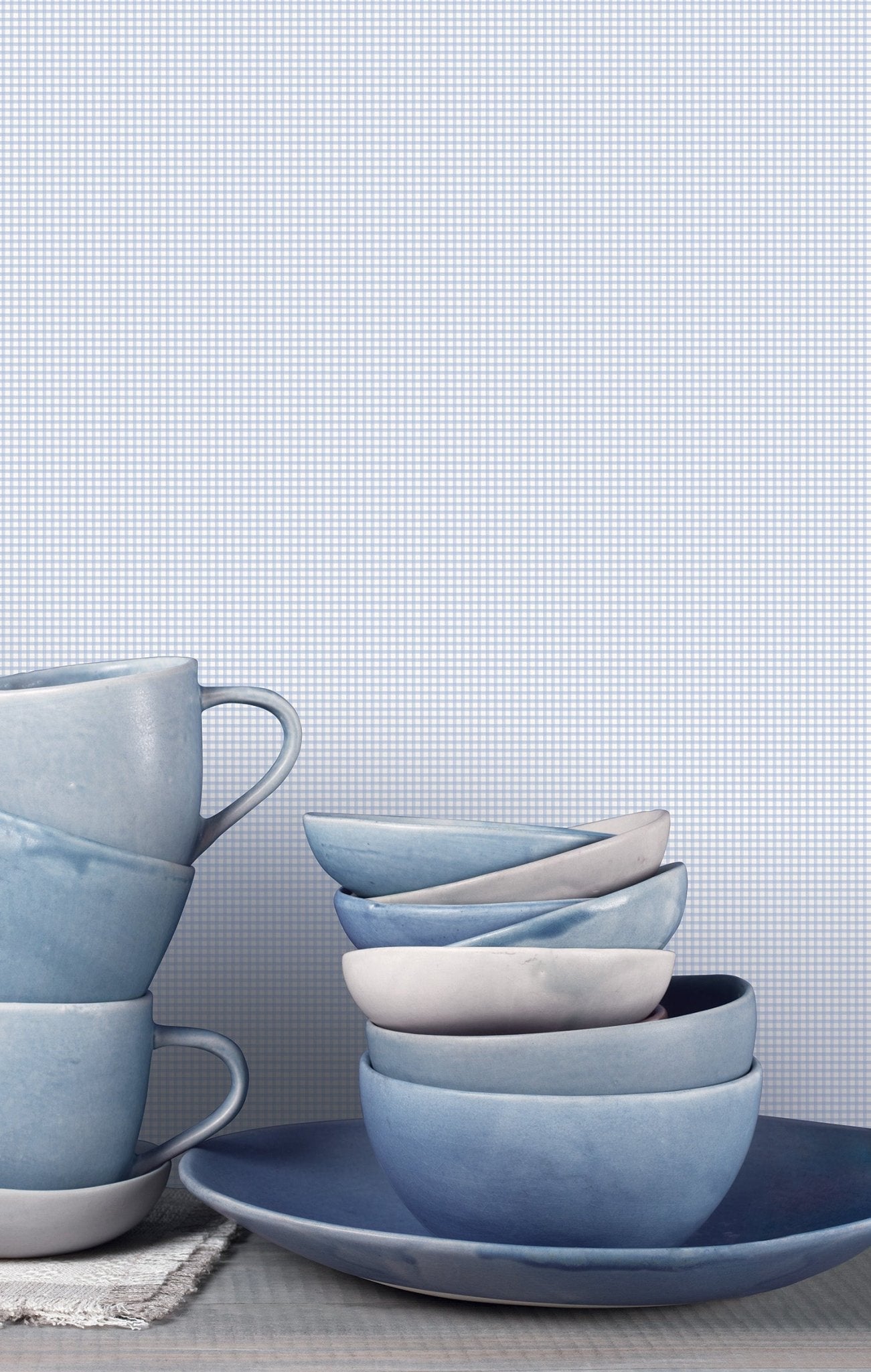 Miniatures 2 Gingham Wallpaper - Blue - Galerie - G67874 - Premier Wallcovering