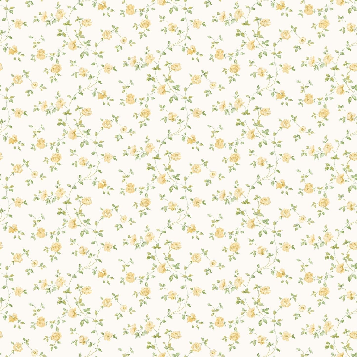 Miniatures 2 Mini Roses Wallpaper - Yellow / Green - Galerie - G67891 - Premier Wallcovering