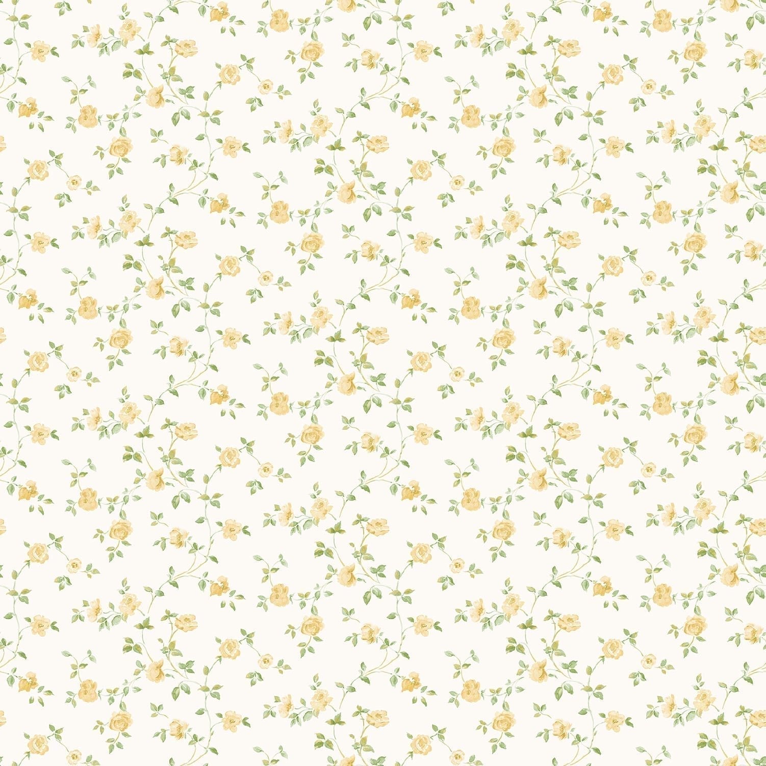 Miniatures 2 Mini Roses Wallpaper - Yellow / Green - Galerie - G67891 - Premier Wallcovering