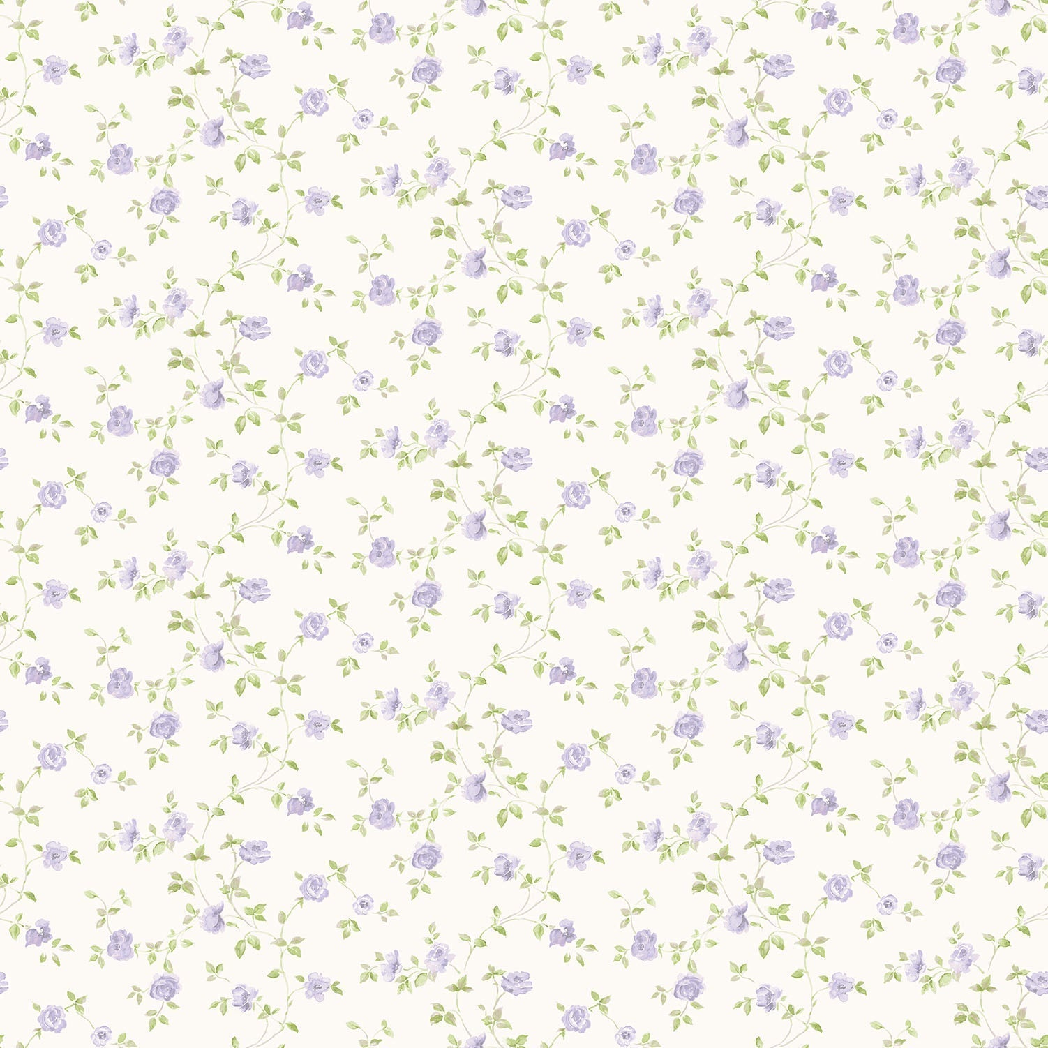 Miniatures 2 Mini Roses Wallpaper - Lilac / Green - Galerie - G67890 - Premier Wallcovering