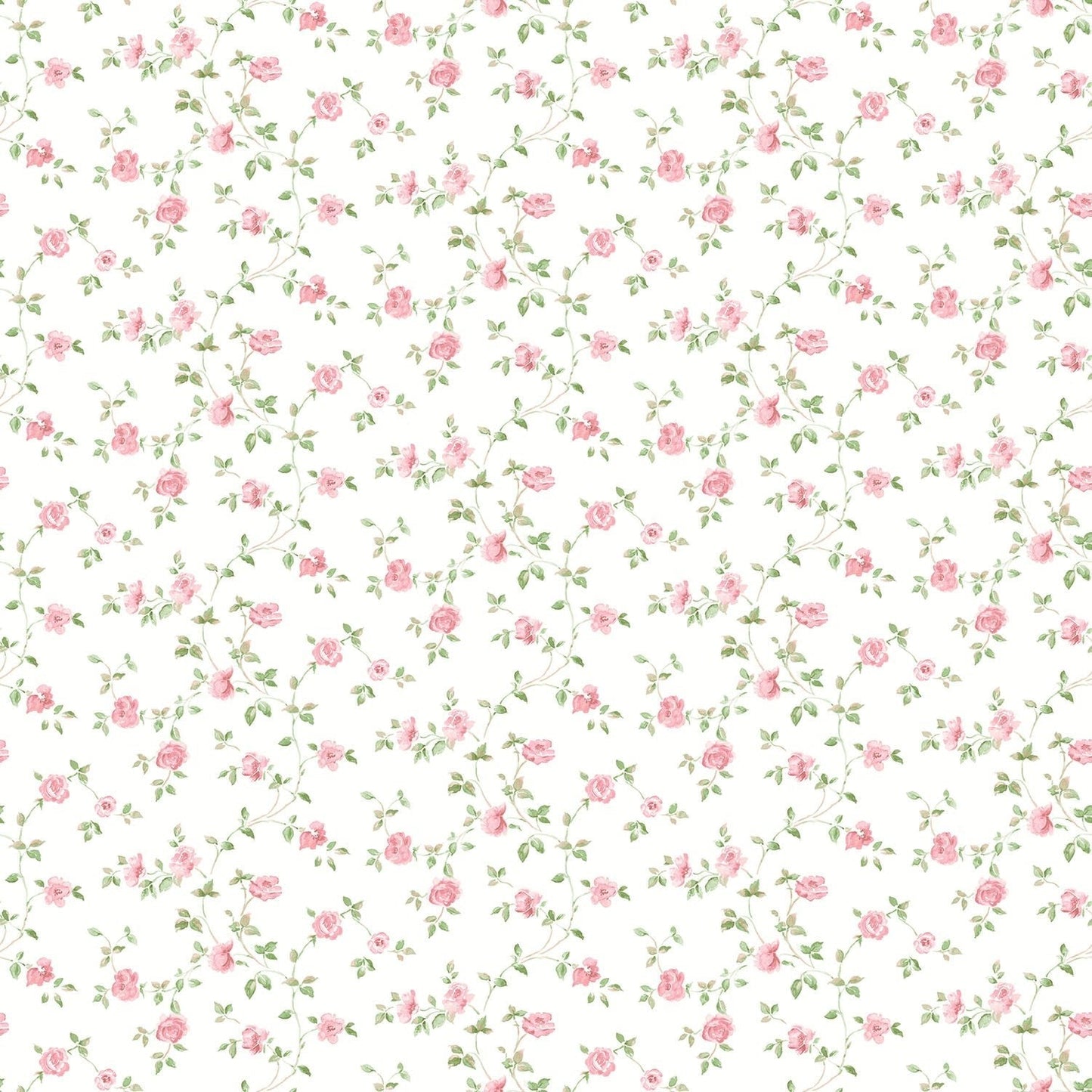 Miniatures 2 Mini Roses Wallpaper - Pink / Green - Galerie - G67889 - Premier Wallcovering