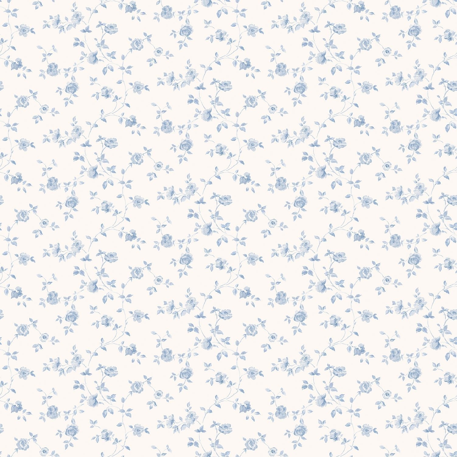 Miniatures 2 Mini Roses Wallpaper - Blue - Galerie - G67887 - Premier Wallcovering