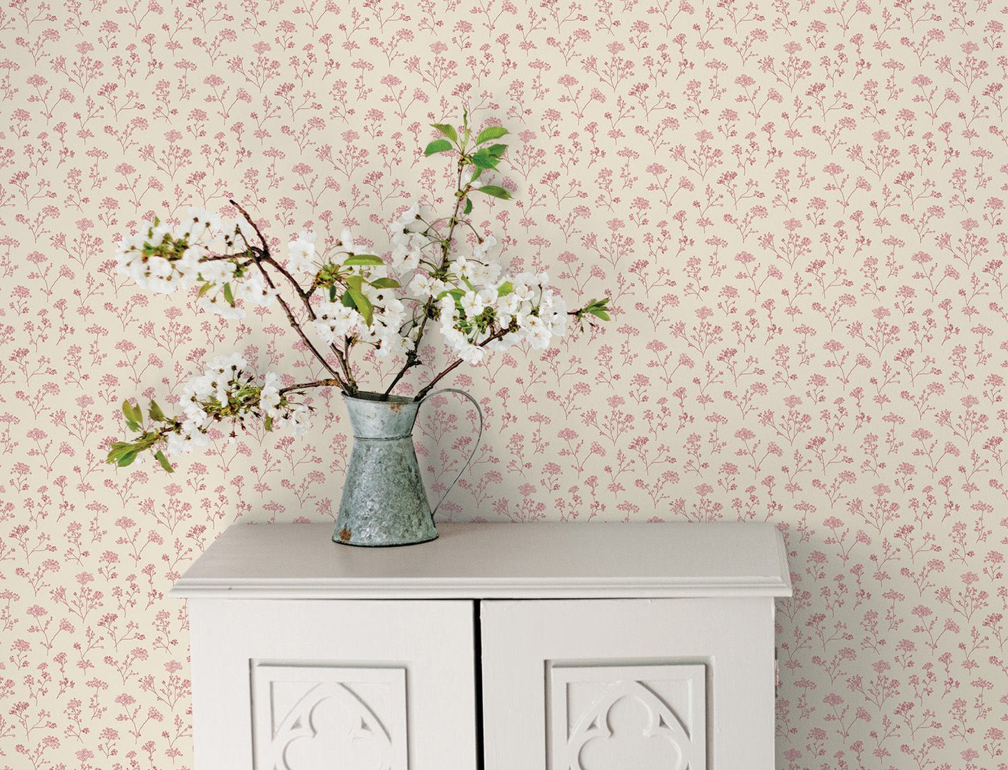 Miniatures 2 Parsley Flowers Wallpaper - Red - Galerie - G67872 - Premier Wallcovering
