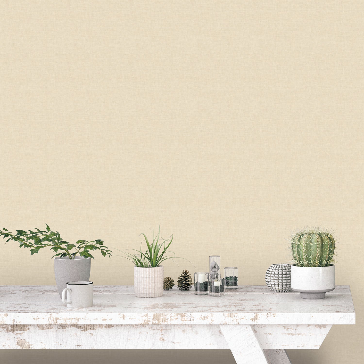 Miniatures 2 Plain Wallpaper - Cream - Galerie - G67882 - Premier Wallcovering