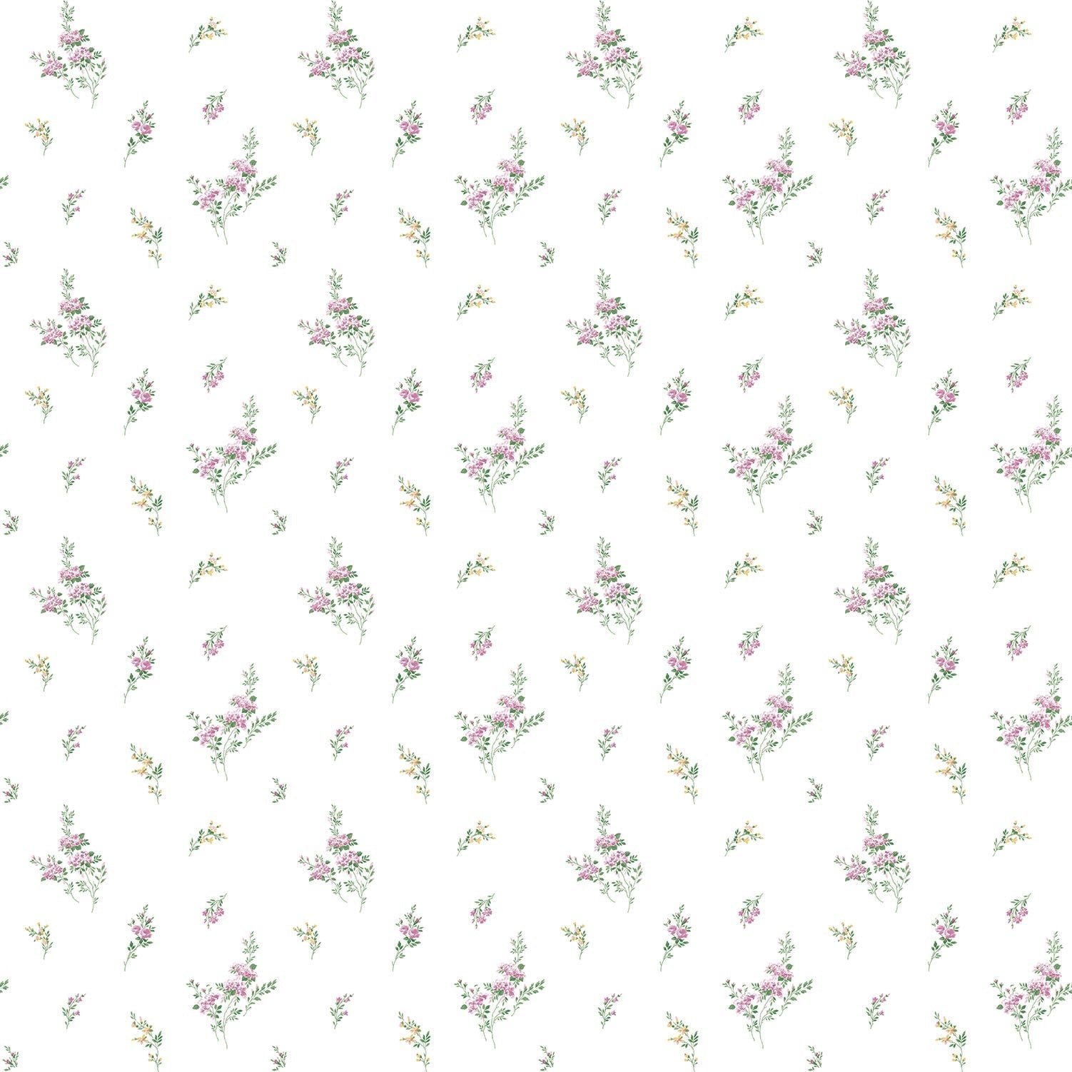 Miniatures 2 Rose Bouquets Wallpaper - Pink / Green - Galerie - G67918 - Premier Wallcovering