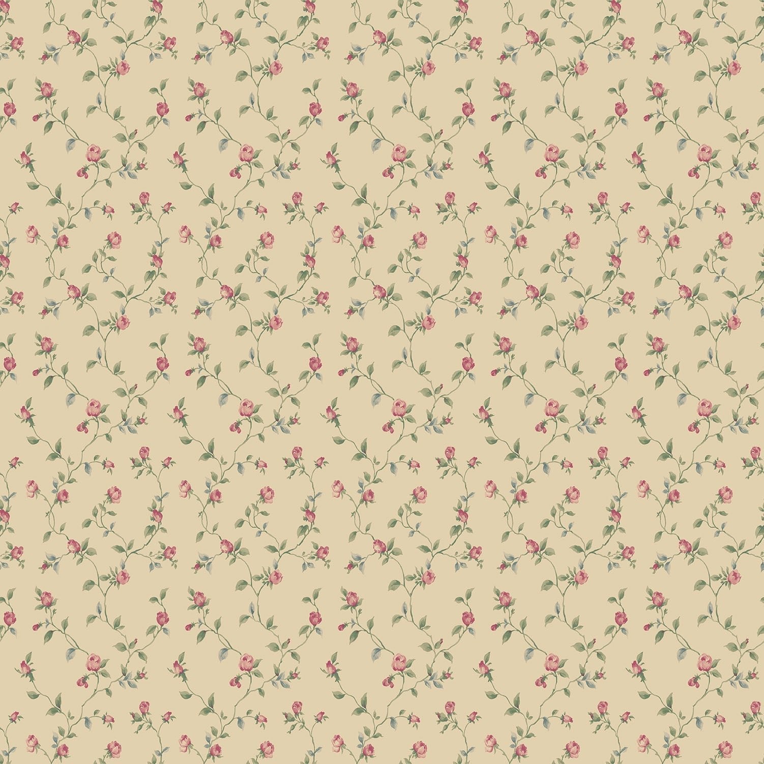 Miniatures 2 Rose Trellis Wallpaper - Red / Dark Cream - Galerie - G67934 - Premier Wallcovering