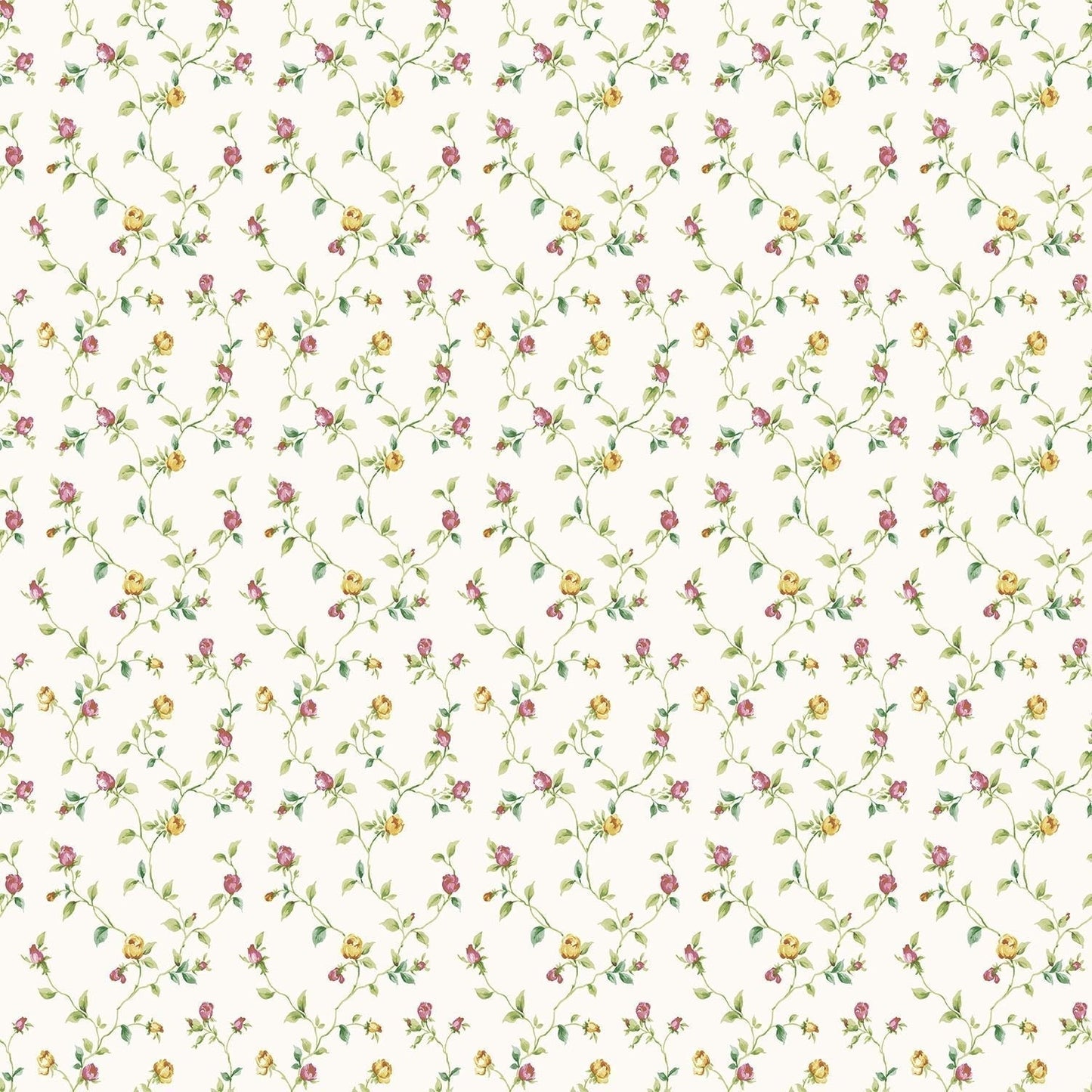 Miniatures 2 Rose Trellis Wallpaper - Pink / Yellow / Green - Galerie - G67936 - Premier Wallcovering