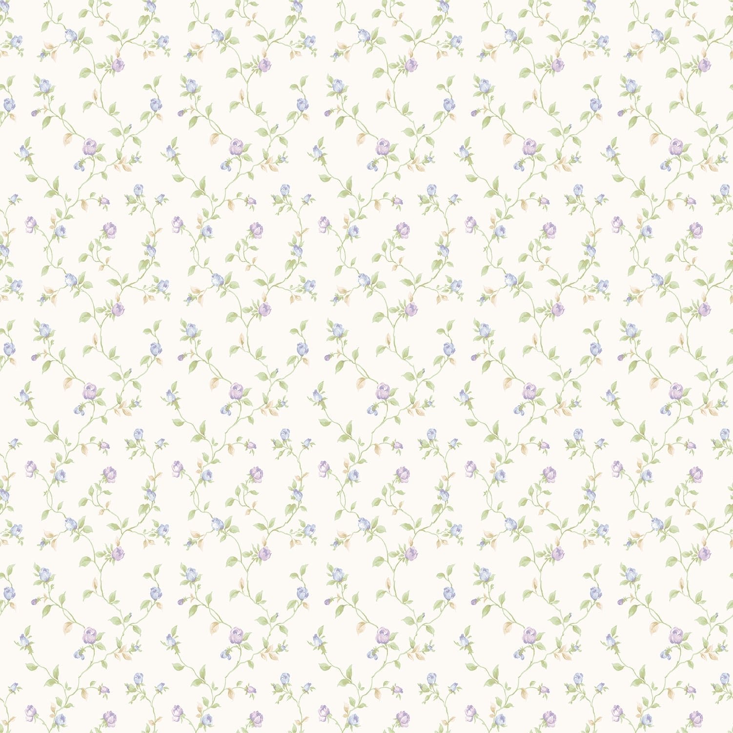 Miniatures 2 Rose Trellis Wallpaper - Lilac / Green - Galerie - G67935 - Premier Wallcovering