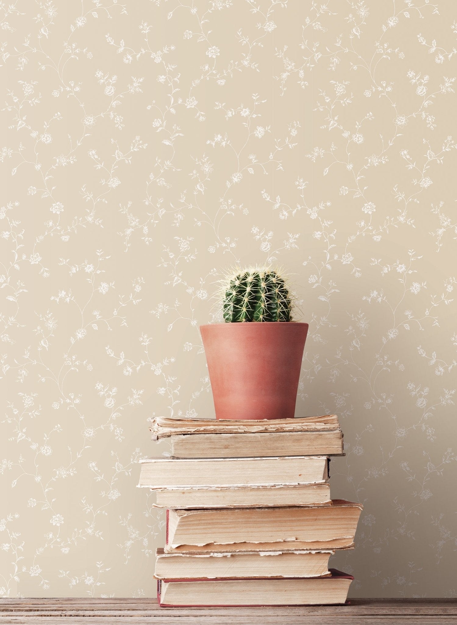 Miniatures 2 Small Flower Trellis Wallpaper - Beige - Galerie - G67860 - Premier Wallcovering