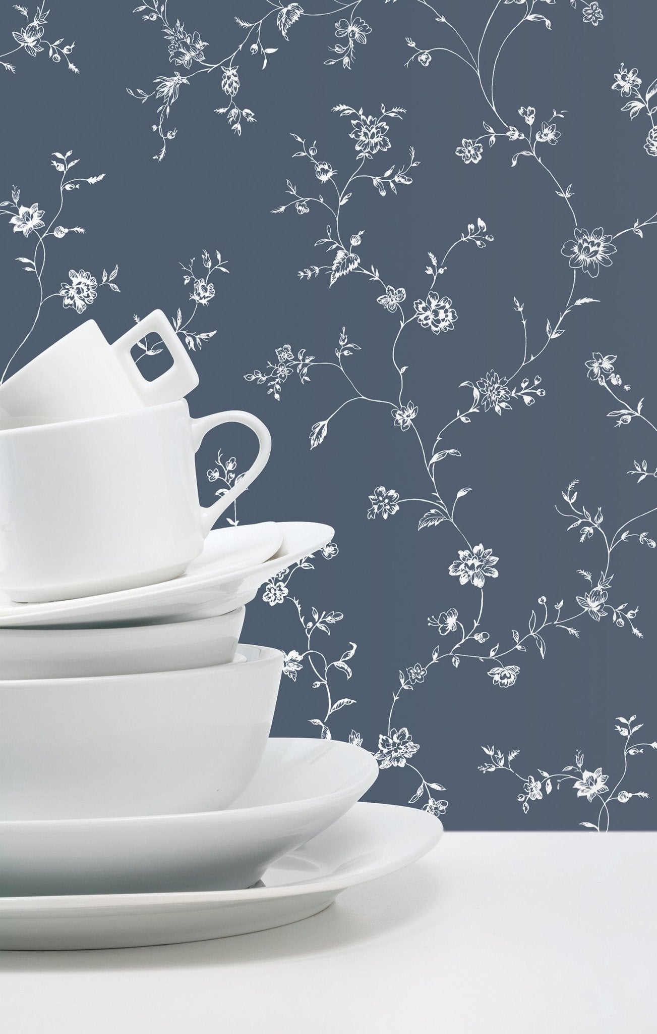 Miniatures 2 Small Flower Trellis Wallpaper - Blue - Galerie - G67863 - Premier Wallcovering