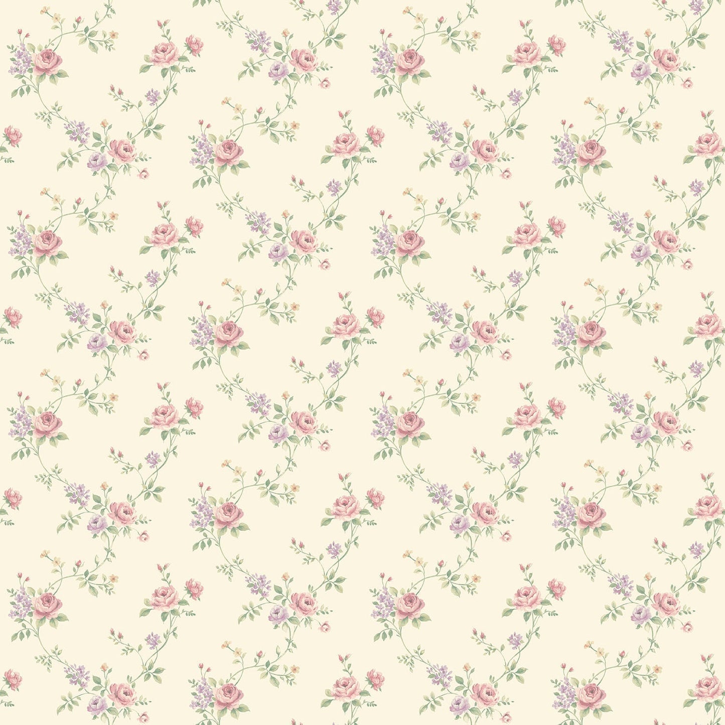 Miniatures 2 Small Roses Wallpaper - Pink / Lilac - Galerie - G67895 - Premier Wallcovering