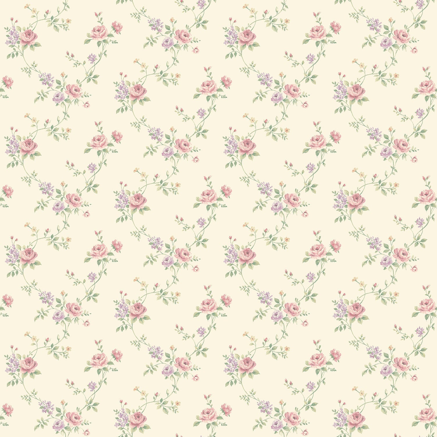 Miniatures 2 Small Roses Wallpaper - Pink / Lilac - Galerie - G67895 - Premier Wallcovering