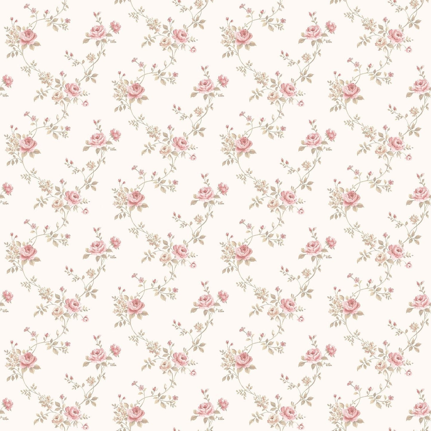 Miniatures 2 Small Roses Wallpaper - Pale Pink - Galerie - G67897 - Premier Wallcovering
