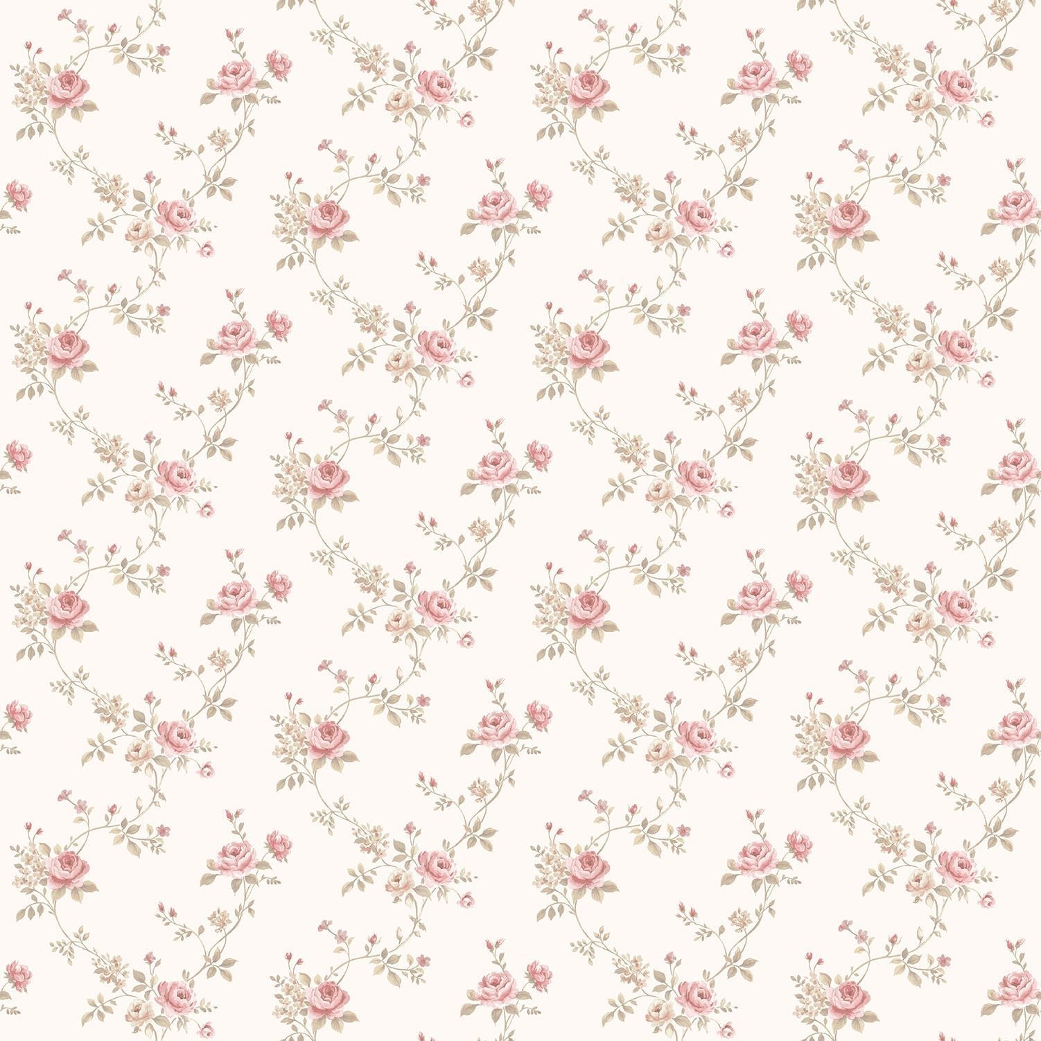 Miniatures 2 Small Roses Wallpaper - Pale Pink - Galerie - G67897 - Premier Wallcovering