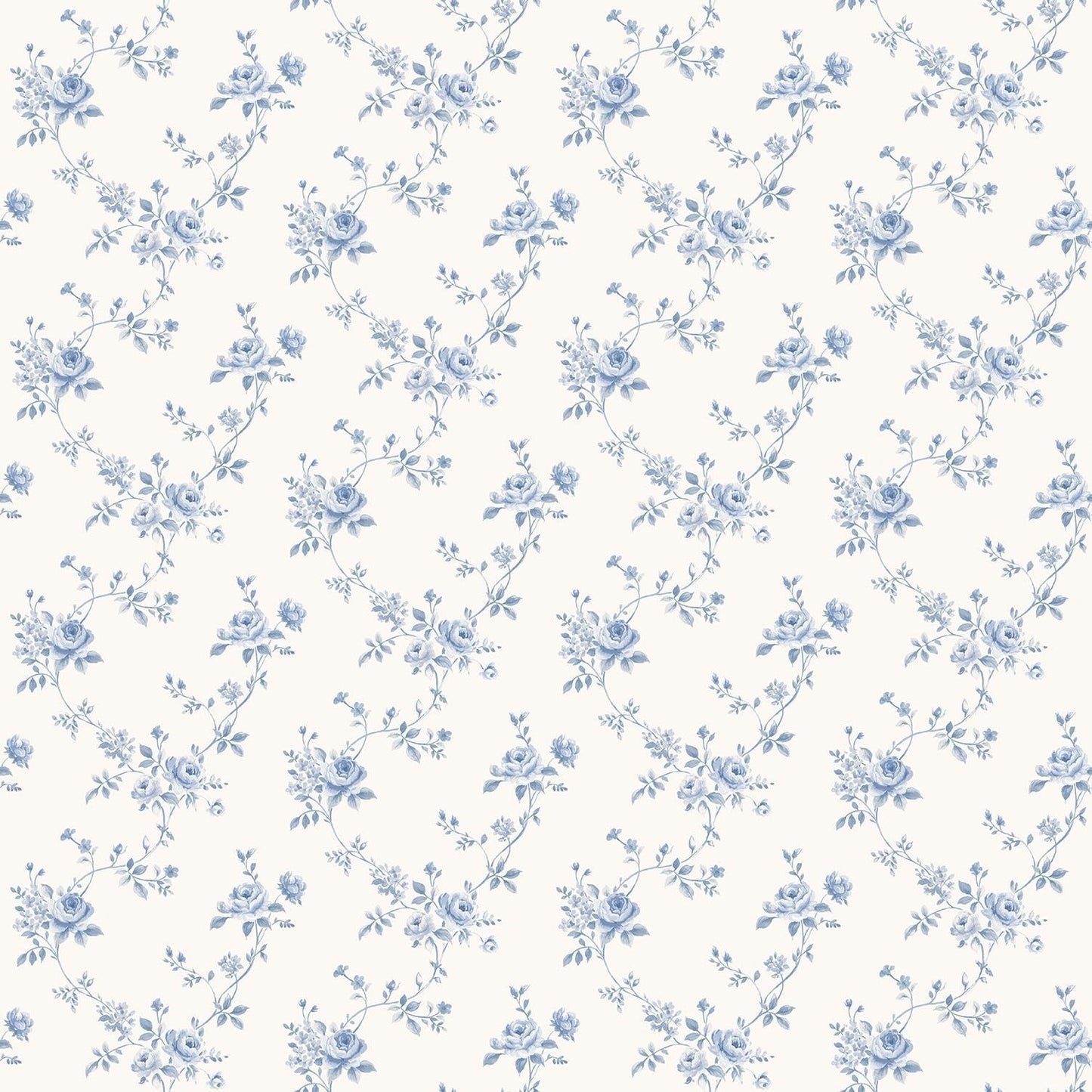 Miniatures 2 Small Roses Wallpaper - Blue - Galerie - G67892 - Premier Wallcovering