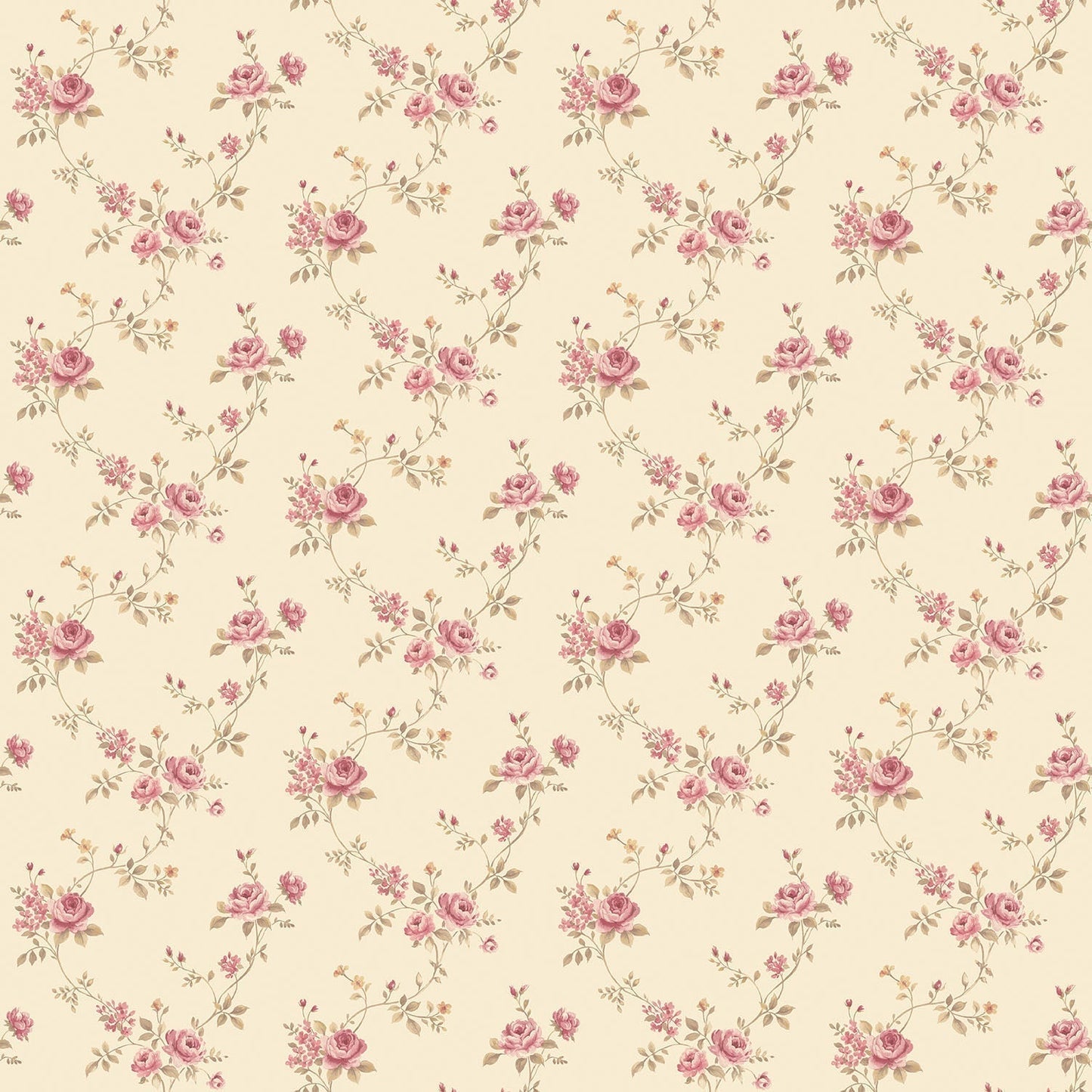 Miniatures 2 Small Roses Wallpaper - Pink / Beige - Galerie - G67893 - Premier Wallcovering