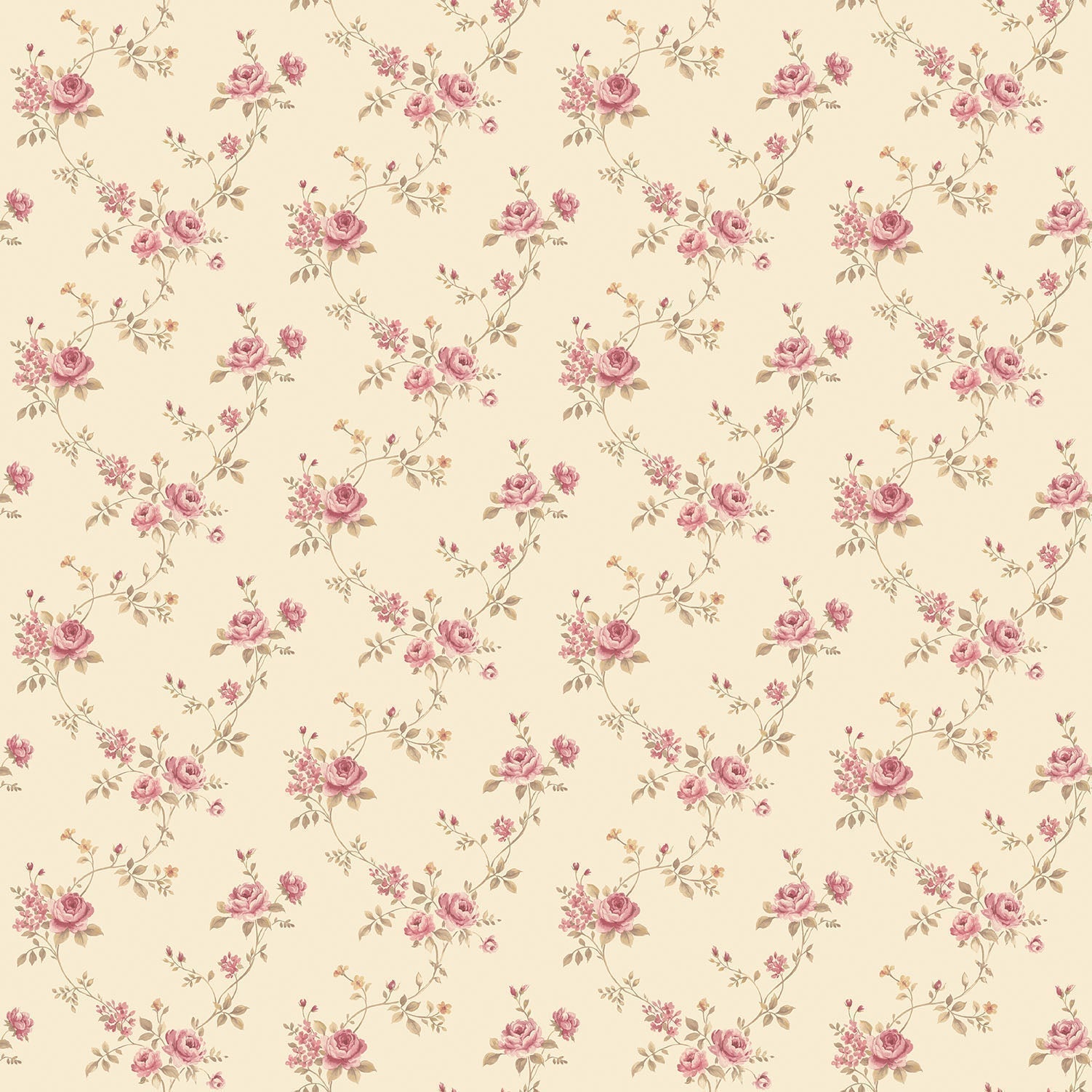 Miniatures 2 Small Roses Wallpaper - Pink / Beige - Galerie - G67893 - Premier Wallcovering
