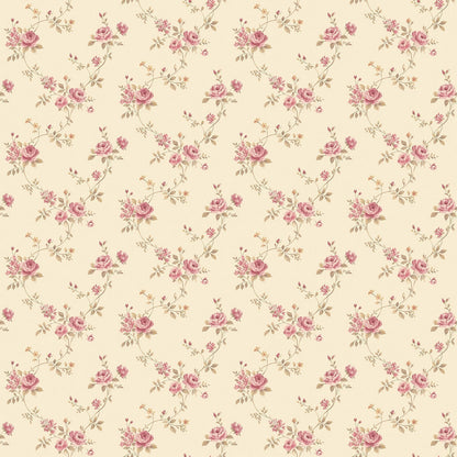 Miniatures 2 Small Roses Wallpaper - Pink / Beige - Galerie - G67893 - Premier Wallcovering
