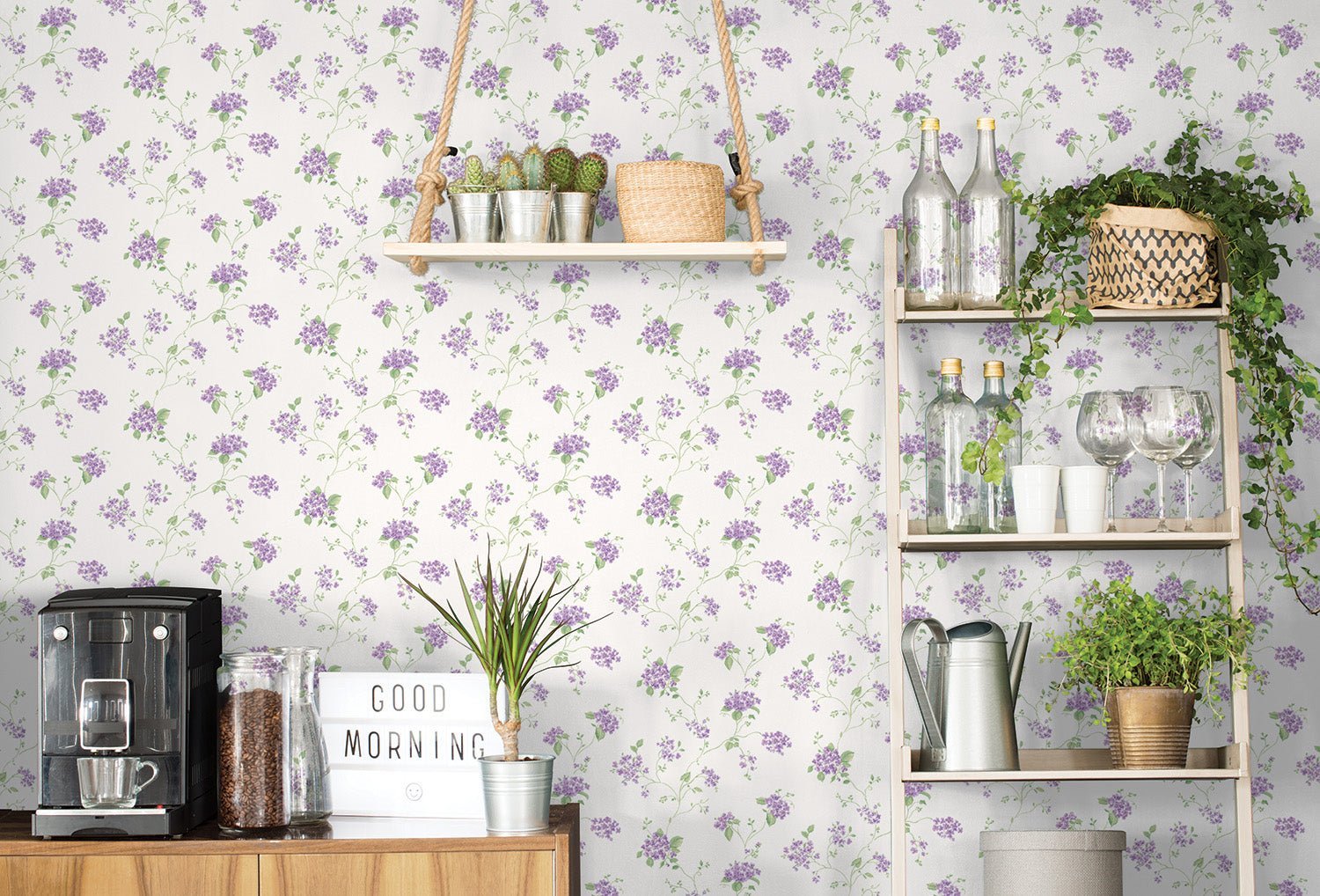 Miniatures 2 Spring Flowers Wallpaper - Purple - Galerie - G67867 - Premier Wallcovering