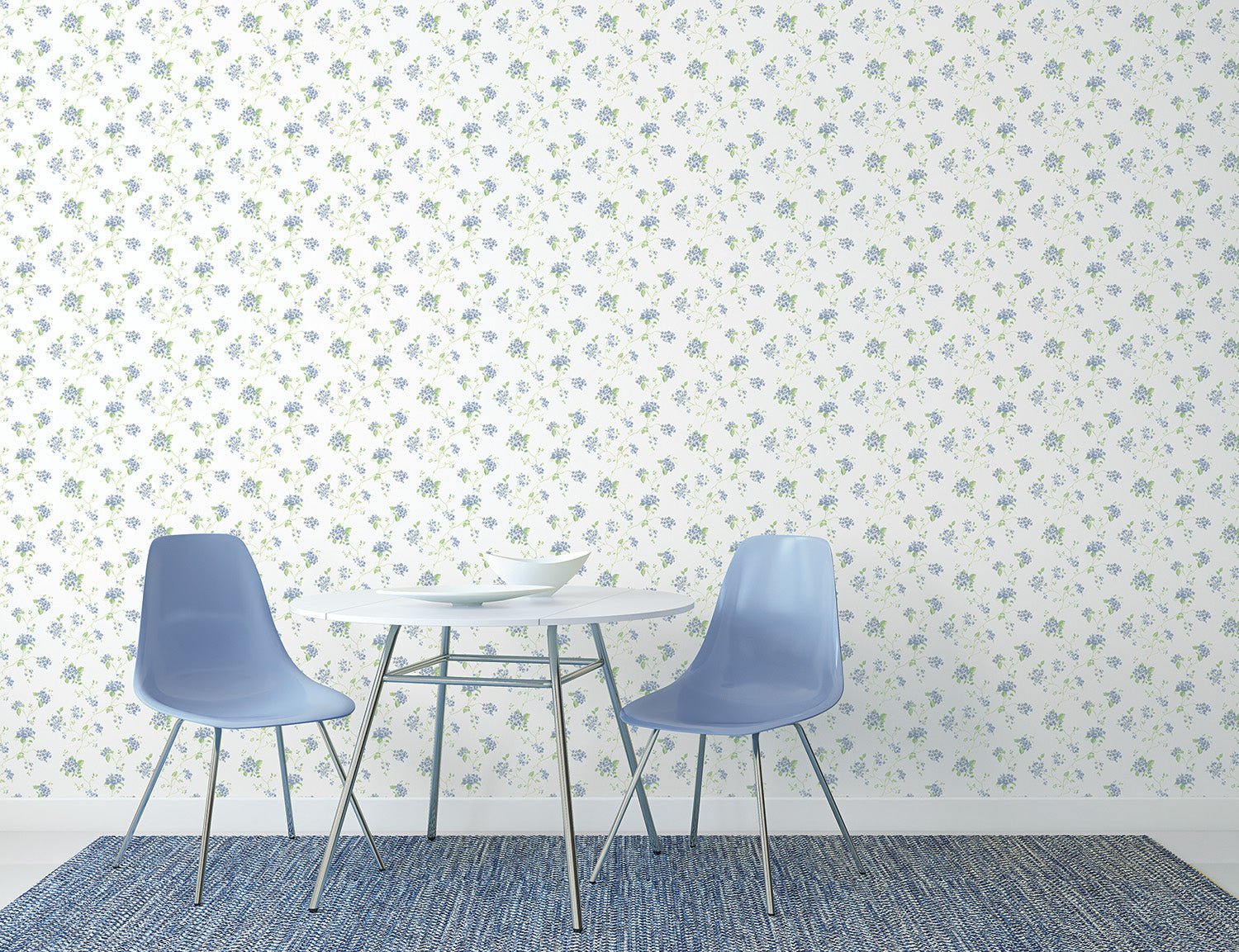 Miniatures 2 Spring Flowers Wallpaper - Indigo - Galerie - G67864 - Premier Wallcovering