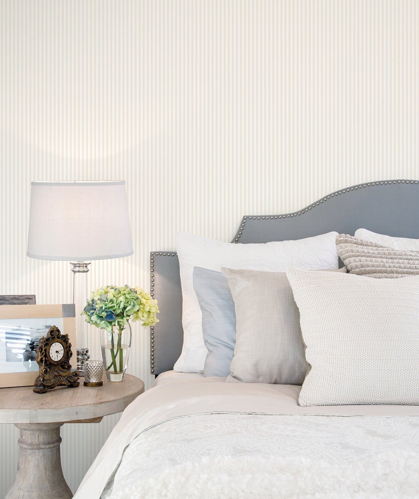 Miniatures 2 Tiny Stripe Wallpaper - Beige / White - Galerie - G67914 - Premier Wallcovering