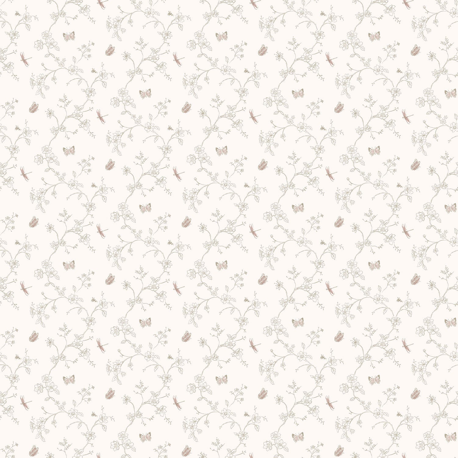 Miniatures 2 Trellis Butterfly Wallpaper - Taupe - Galerie - G67853 - Premier Wallcovering