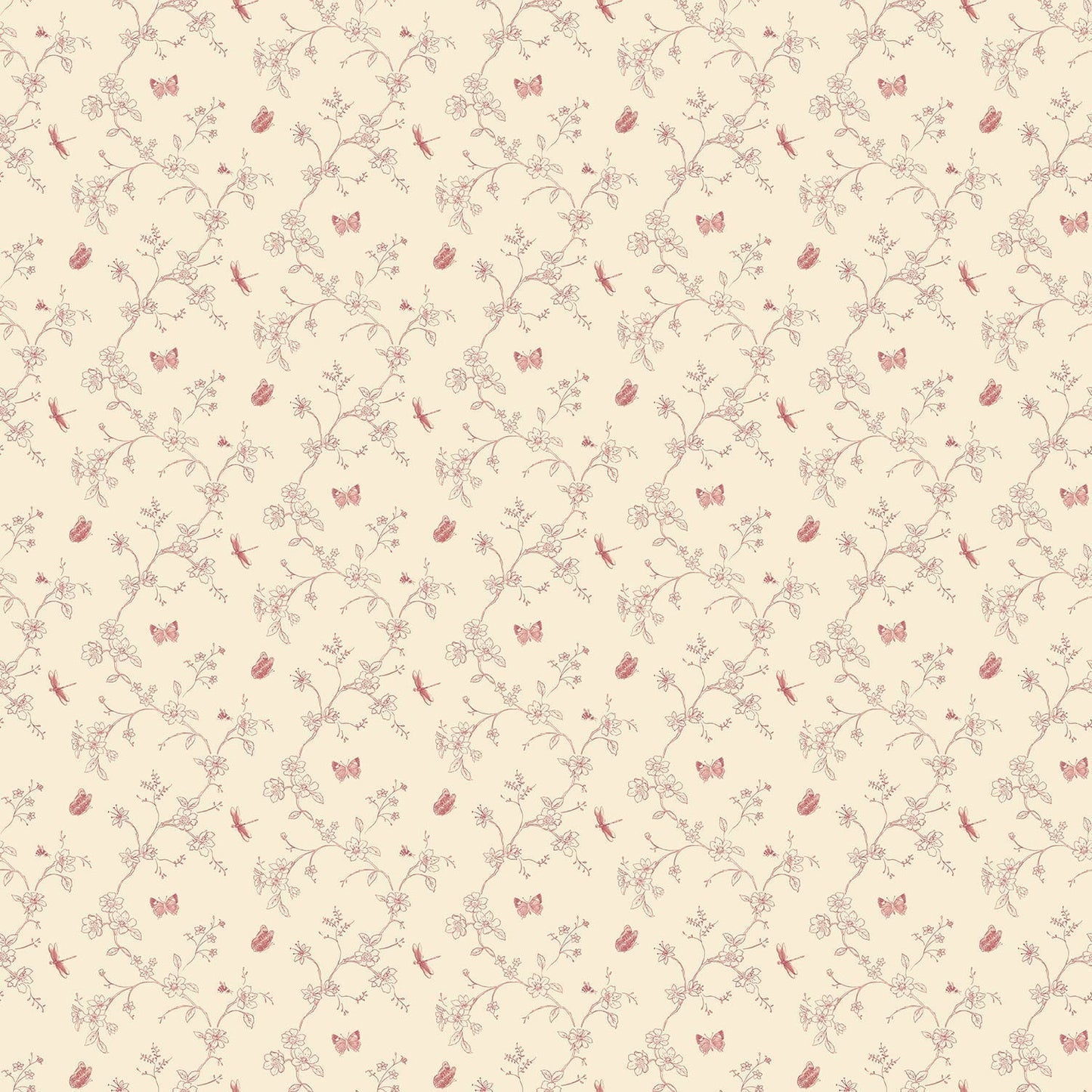 Miniatures 2 Trellis Butterfly Wallpaper - Red - Galerie - G67852 - Premier Wallcovering
