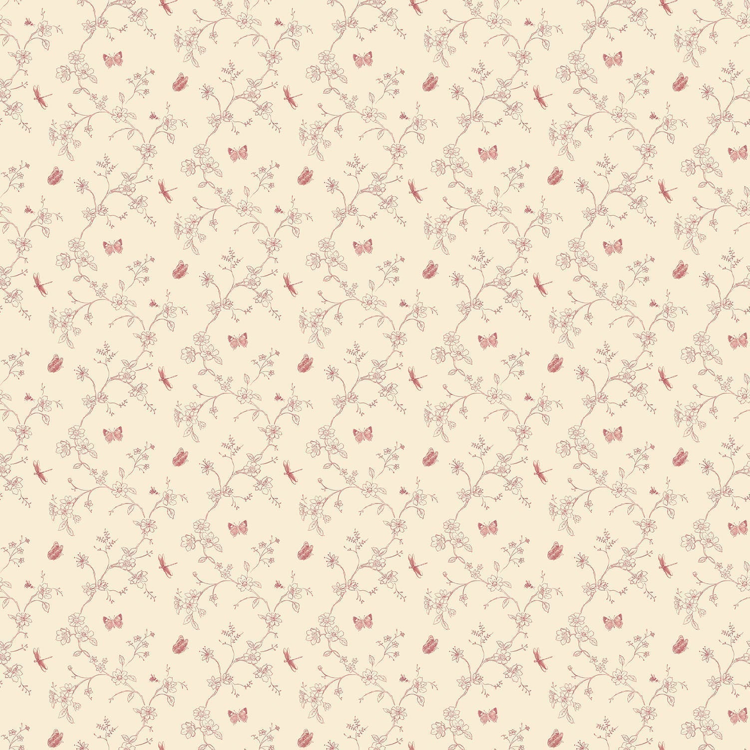 Miniatures 2 Trellis Butterfly Wallpaper - Red - Galerie - G67852 - Premier Wallcovering